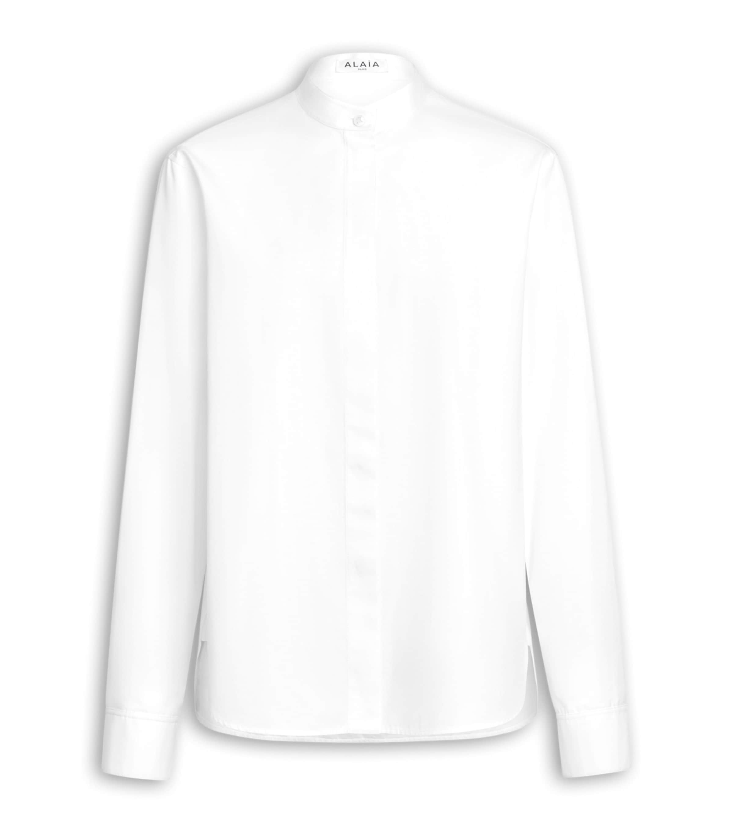 Cotton Poplin Plastron Shirt