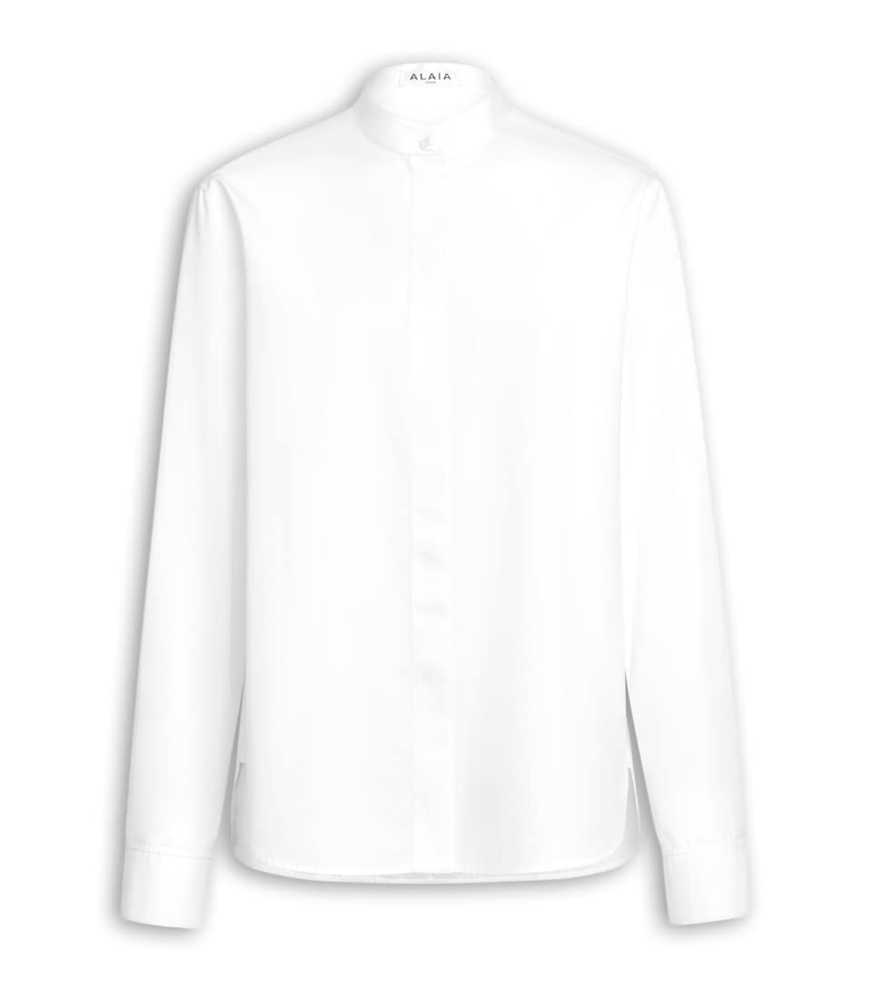 Cotton Poplin Plastron Shirt