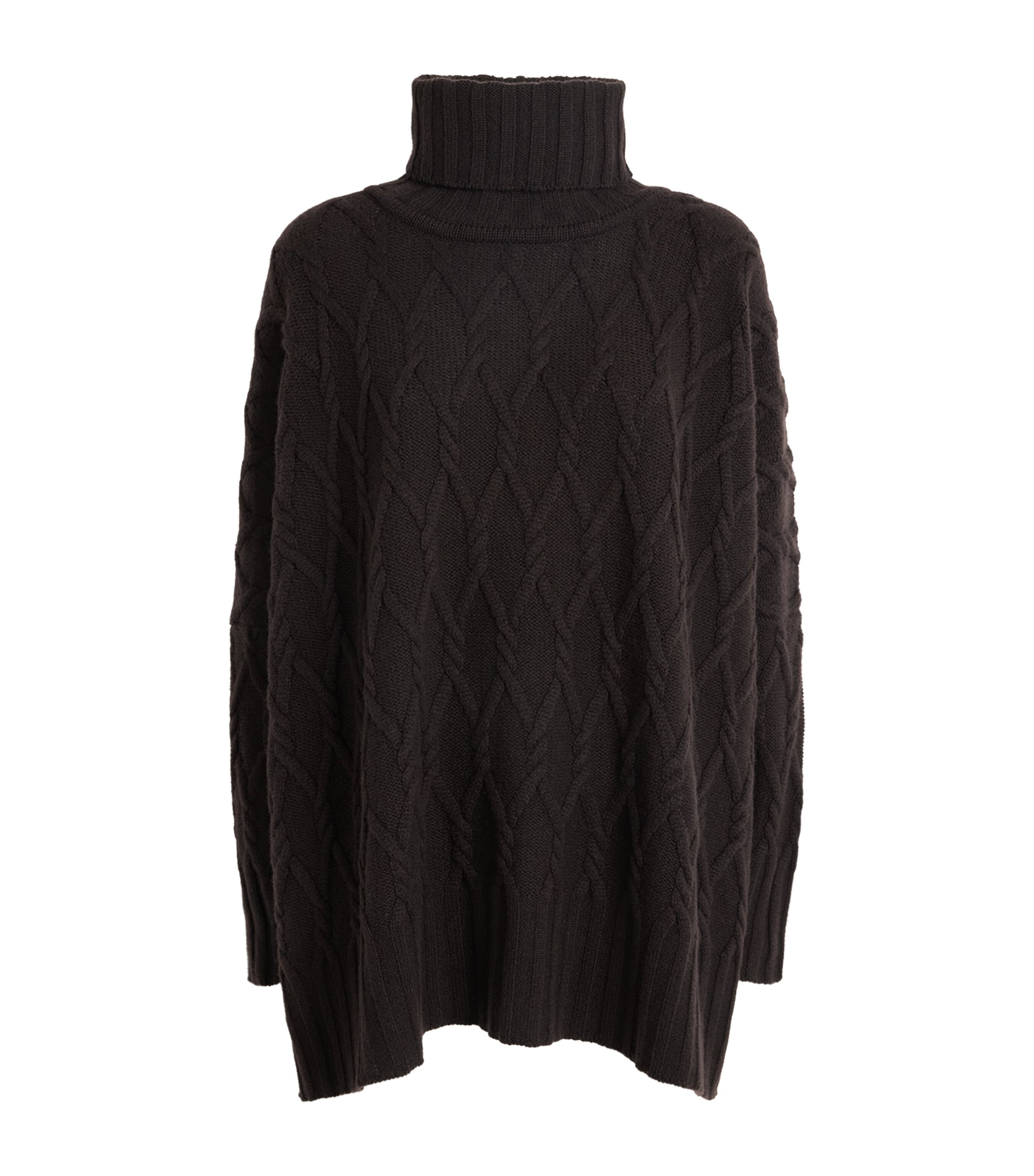 Eskandar Womens Cashmere Cable-Knit Rollneck Sweater Cocoa