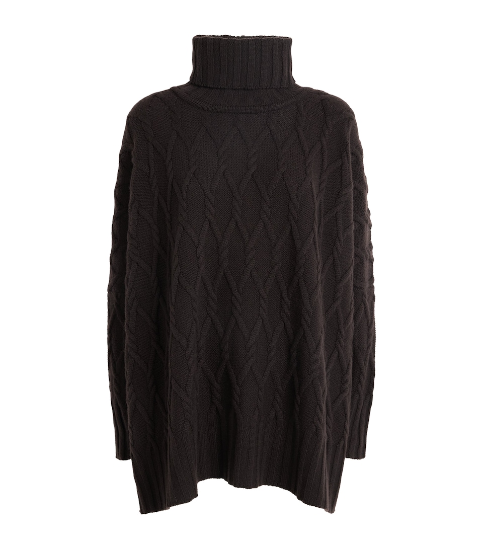 Eskandar Womens Cashmere Cable-Knit Rollneck Sweater Cocoa