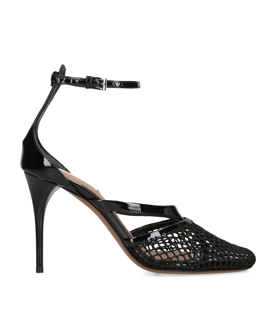Infradito Fishnet Ankle-Strap Heels 90