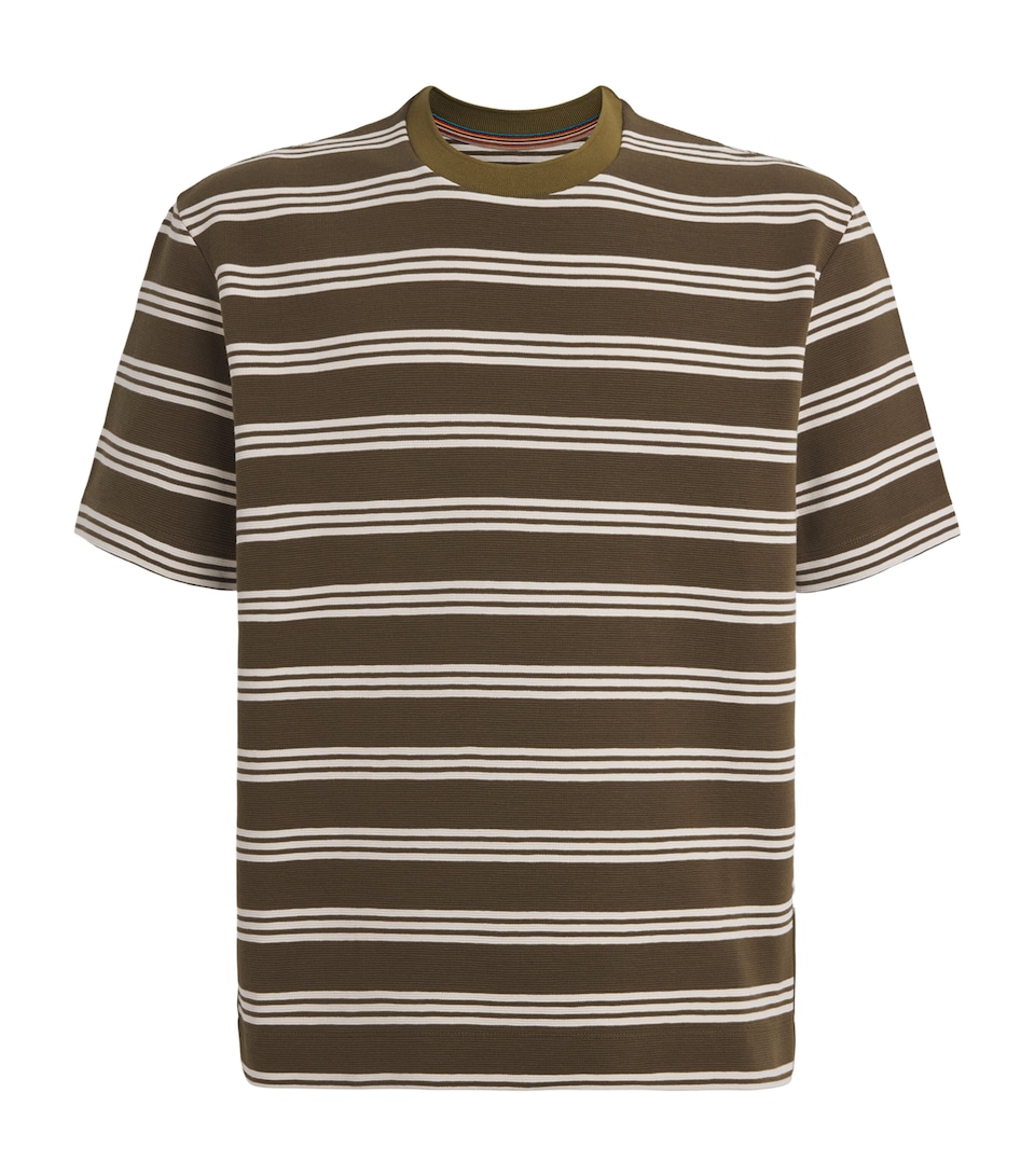 Cotton-Blend Textured Stripe T-Shirt