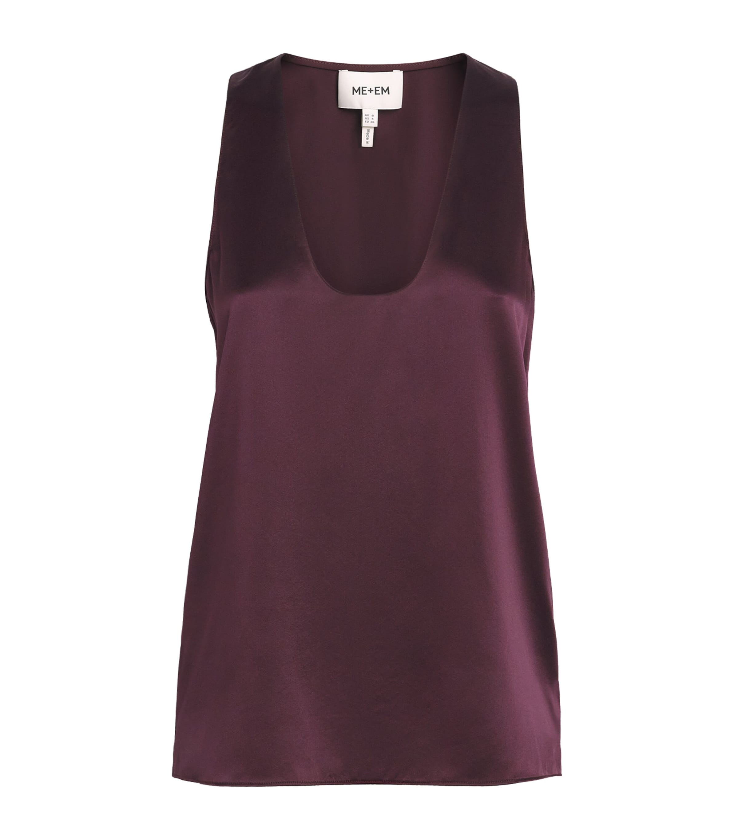 ME+EM Womens Silk Satin Tank Top Merlot