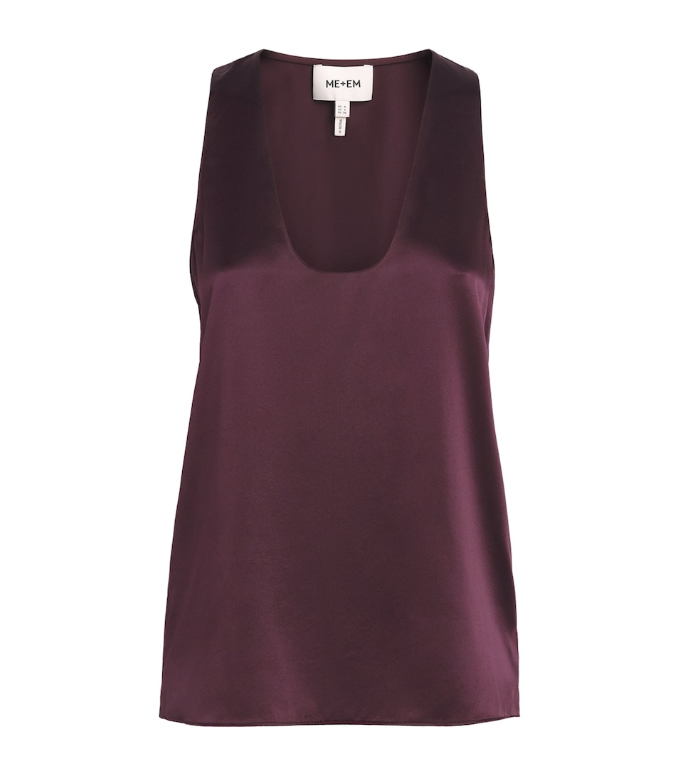ME+EM Womens Silk Satin Tank Top Merlot