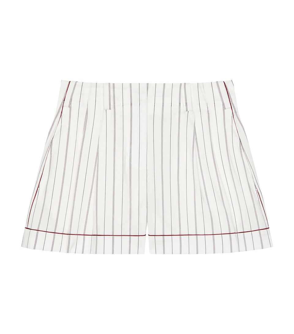 Givenchy Womens Cotton-Silk Stripe Shorts Grey/white