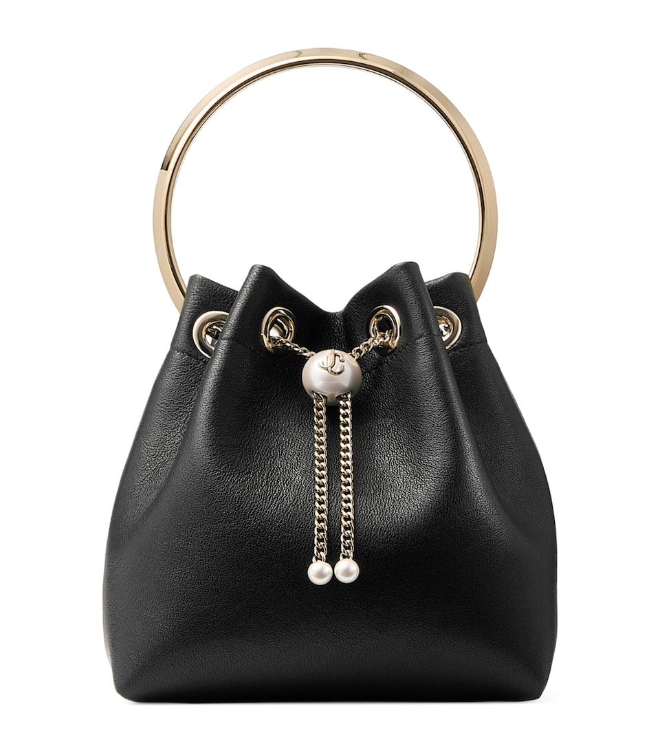 Jimmy Choo Leather Bon Bon Top-Handle Bag Black/light Gold