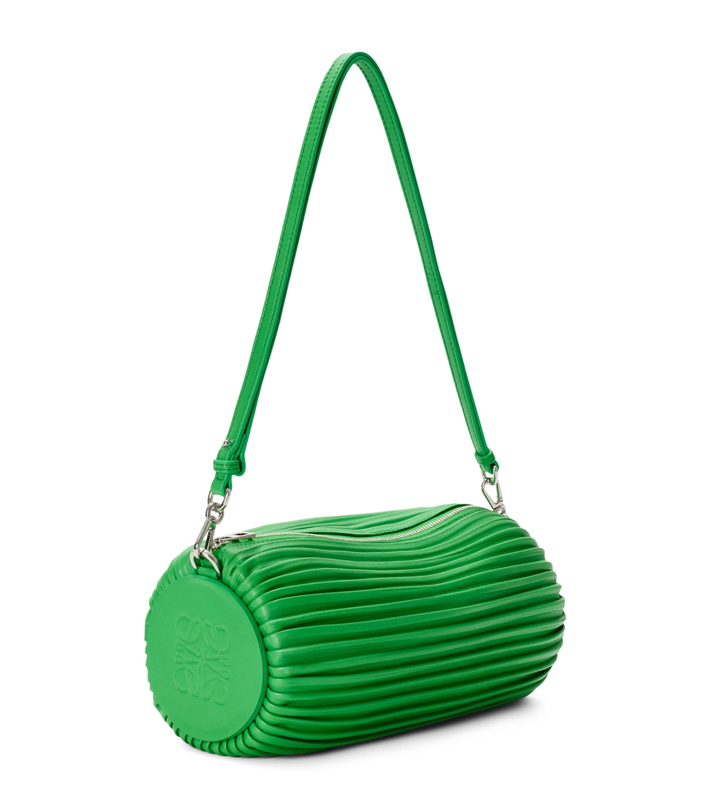 LOEWE Lambskin Bracelet Pouch Shoulder Bag Clover Green