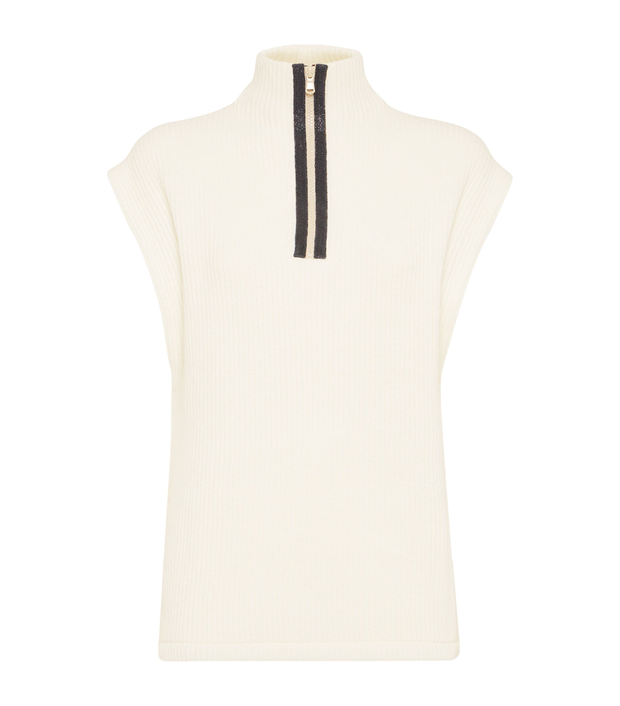 Cashmere Monili Zip-Up Rollneck Sweater Vest