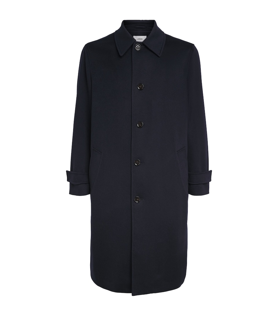 Lardini Mens Cashmere Belted Overcoat Navy