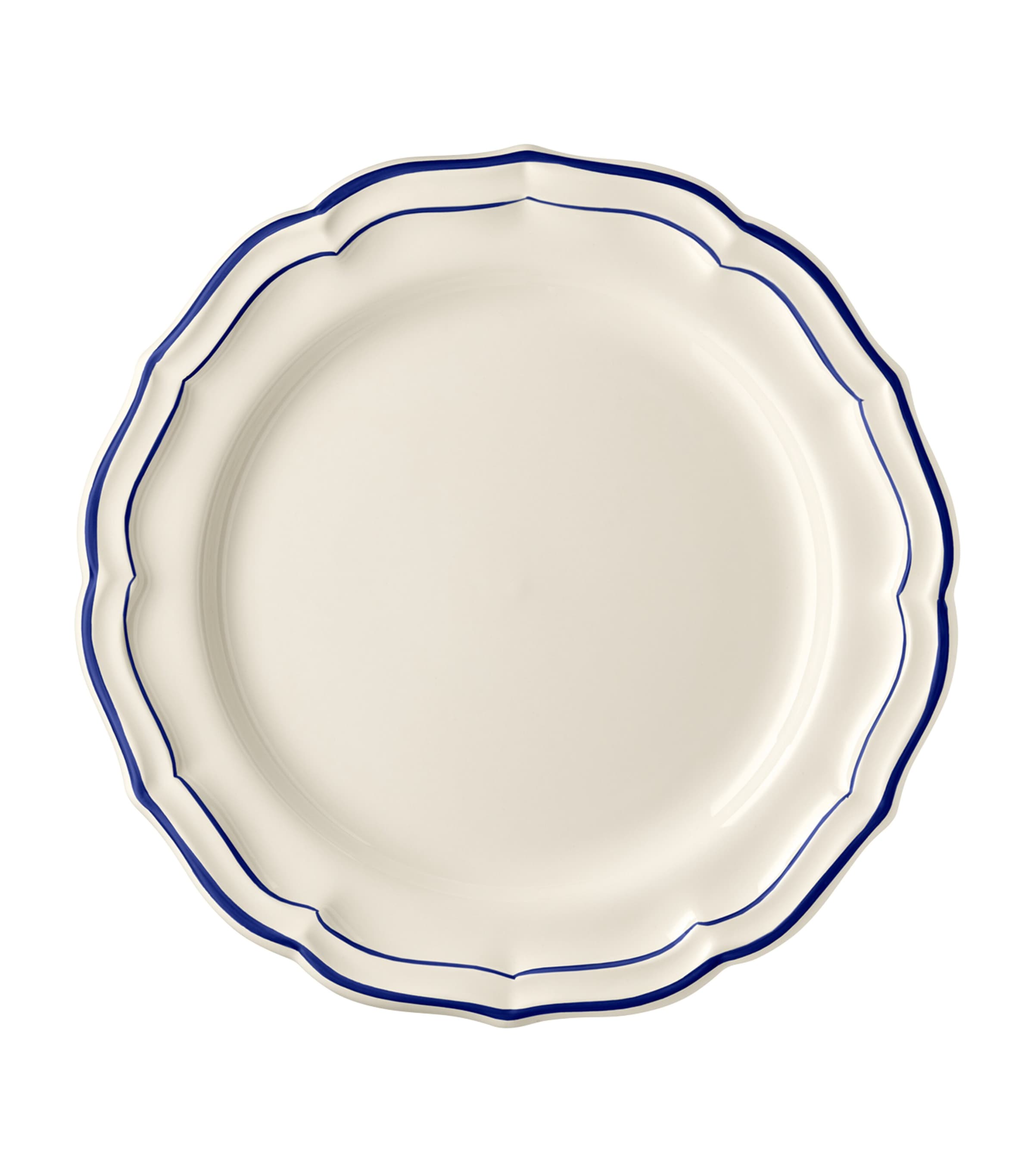 Gien Set of 4 Filet Cobalt Dinner Plates (26.5cm) White, Blue
