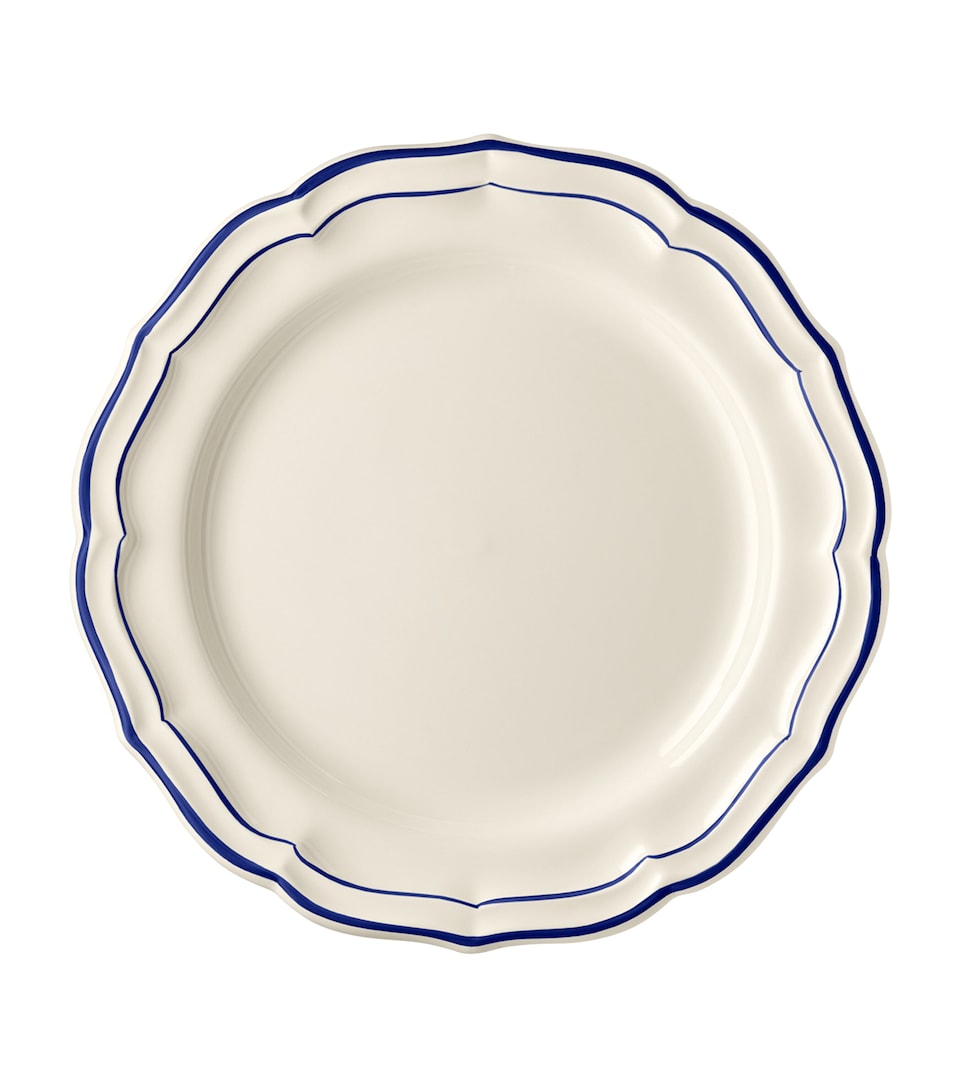 Gien Set of 4 Filet Cobalt Dinner Plates (26.5cm) White, Blue