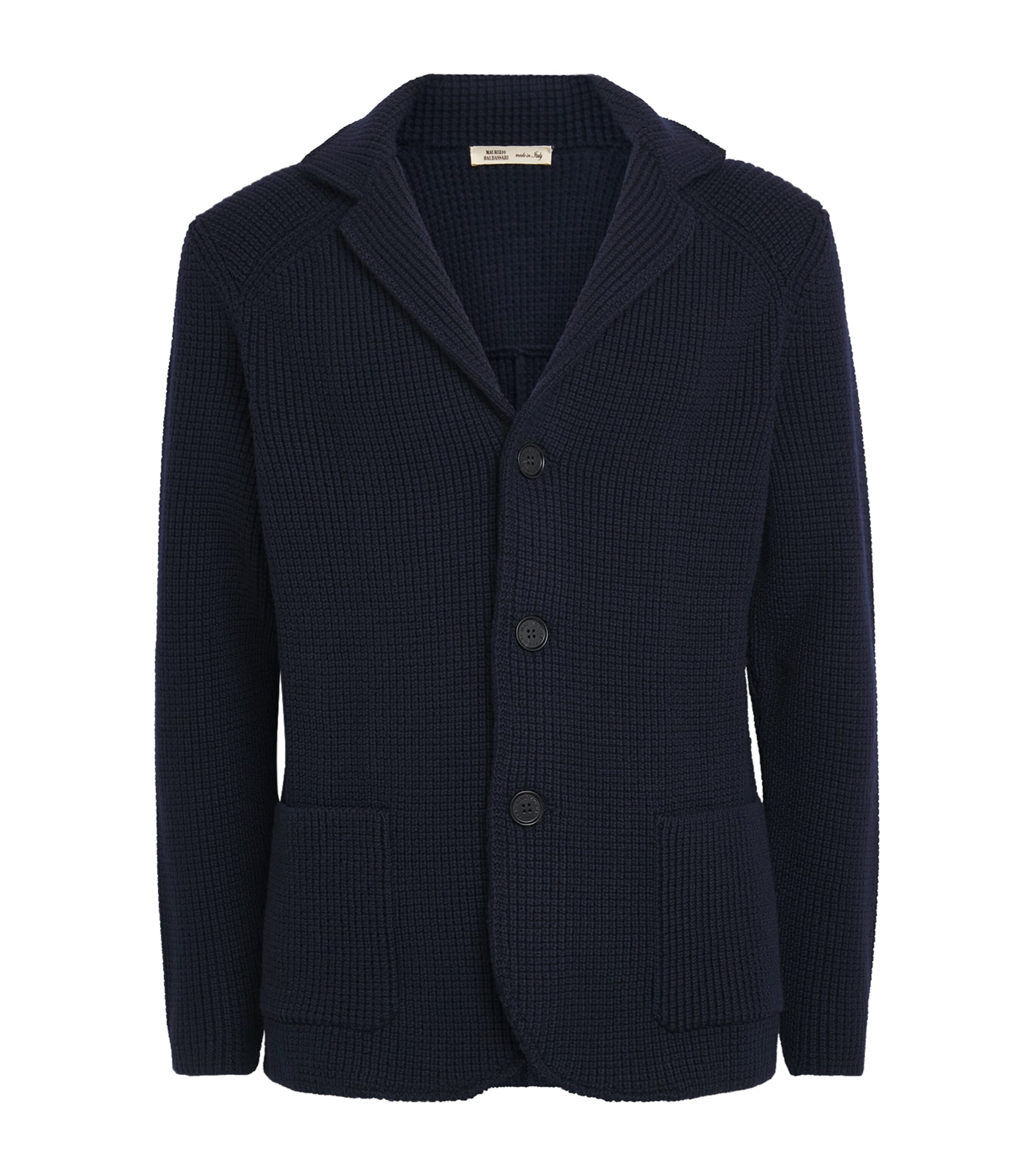 Maurizio Baldassari Mens Virgin Wool Brenta Shacket Full Dark Blue