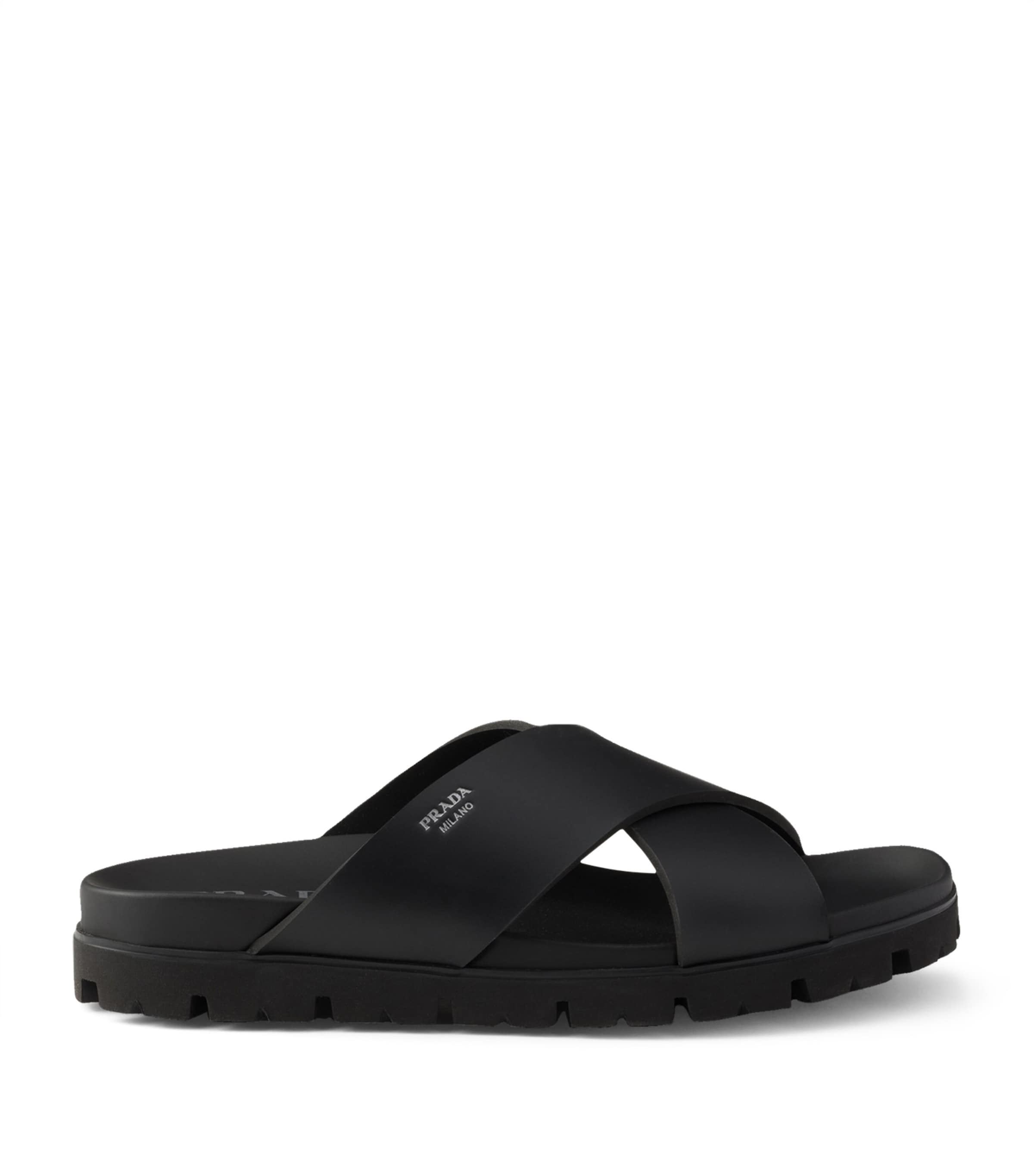 Prada Crisscross Slides Black