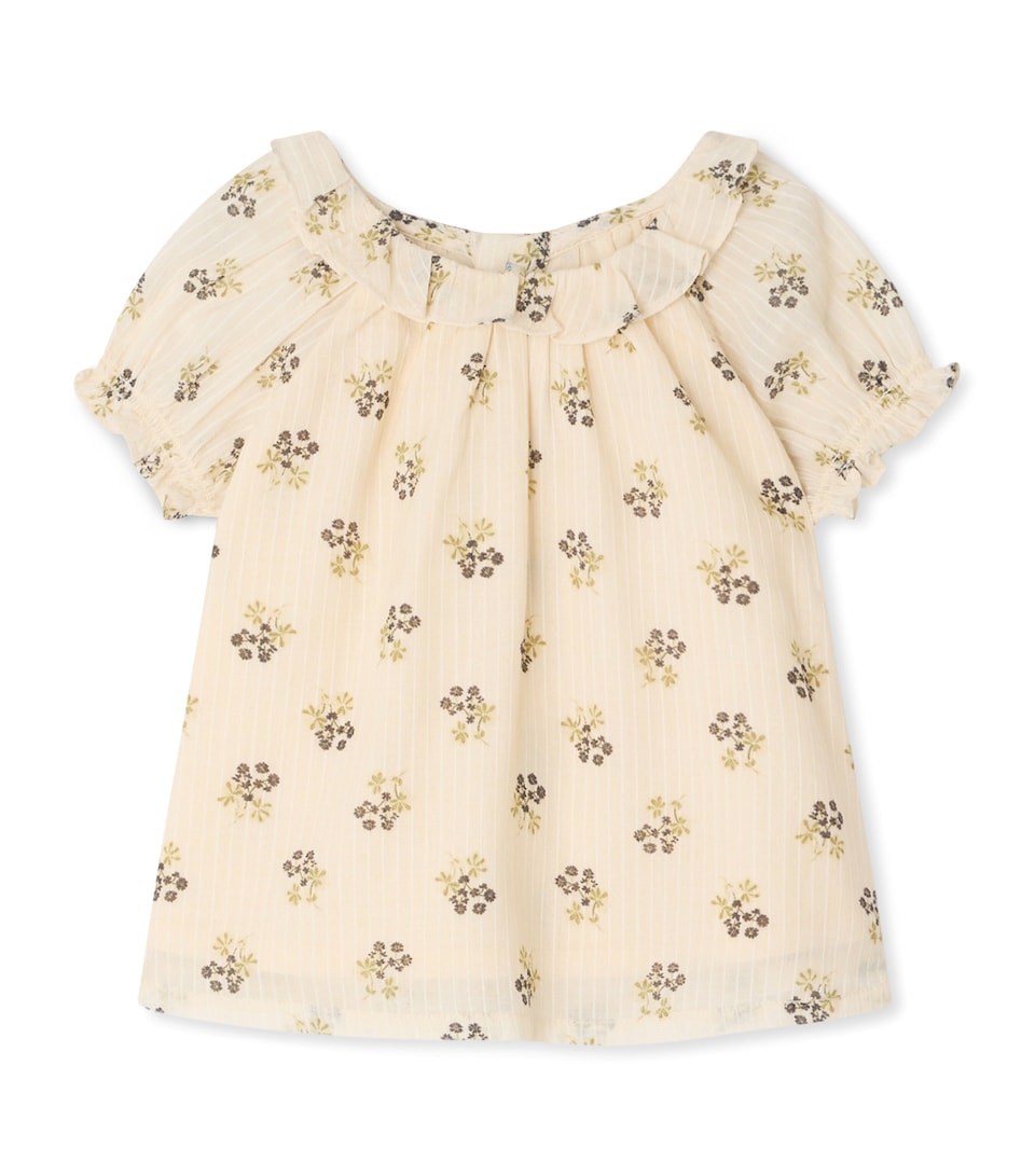 Bonpoint Cotton Floral Blouse (6-18 Months) Fleurs Ecru
