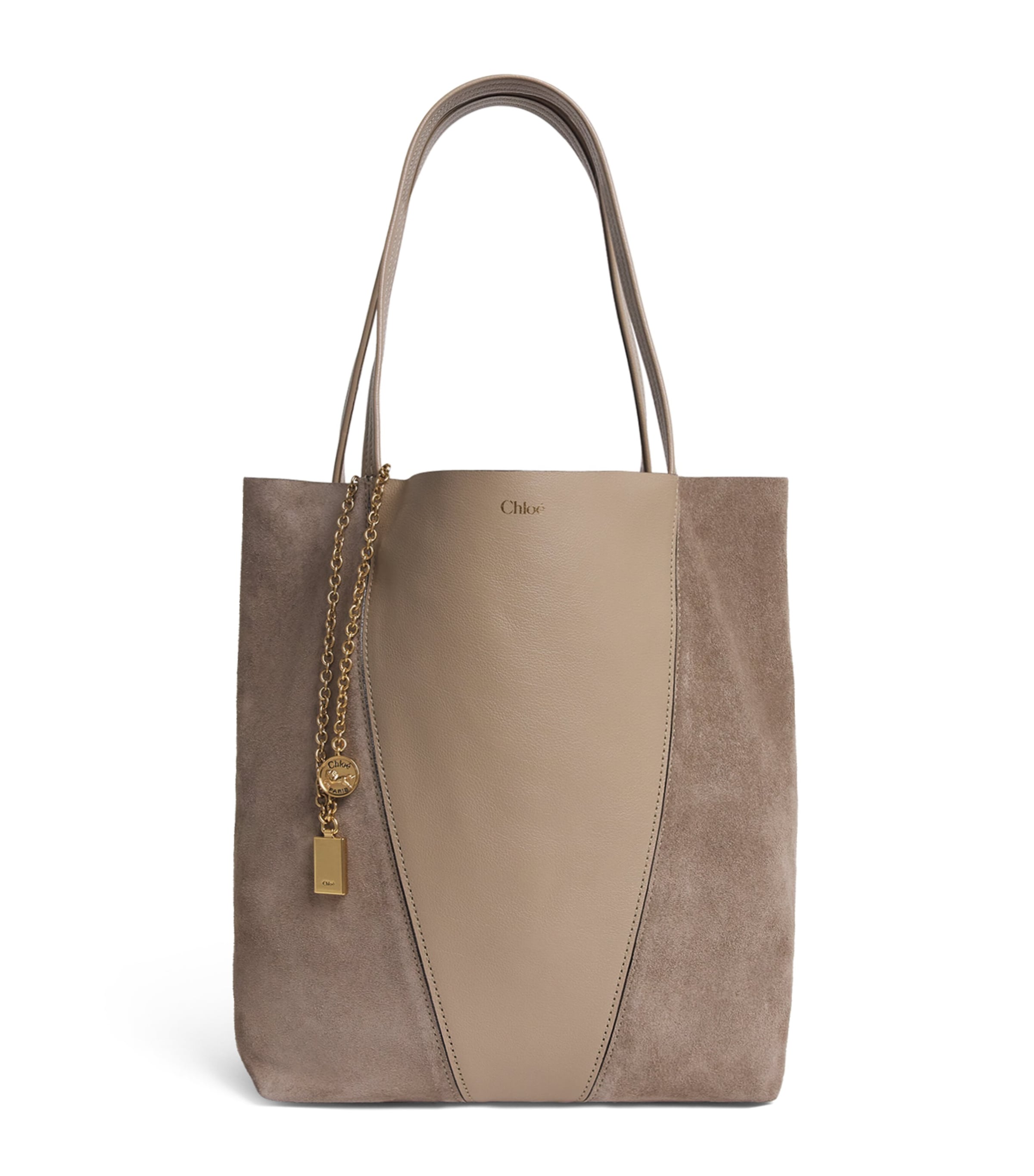 Medium Leather-Suede Spin Tote Bag