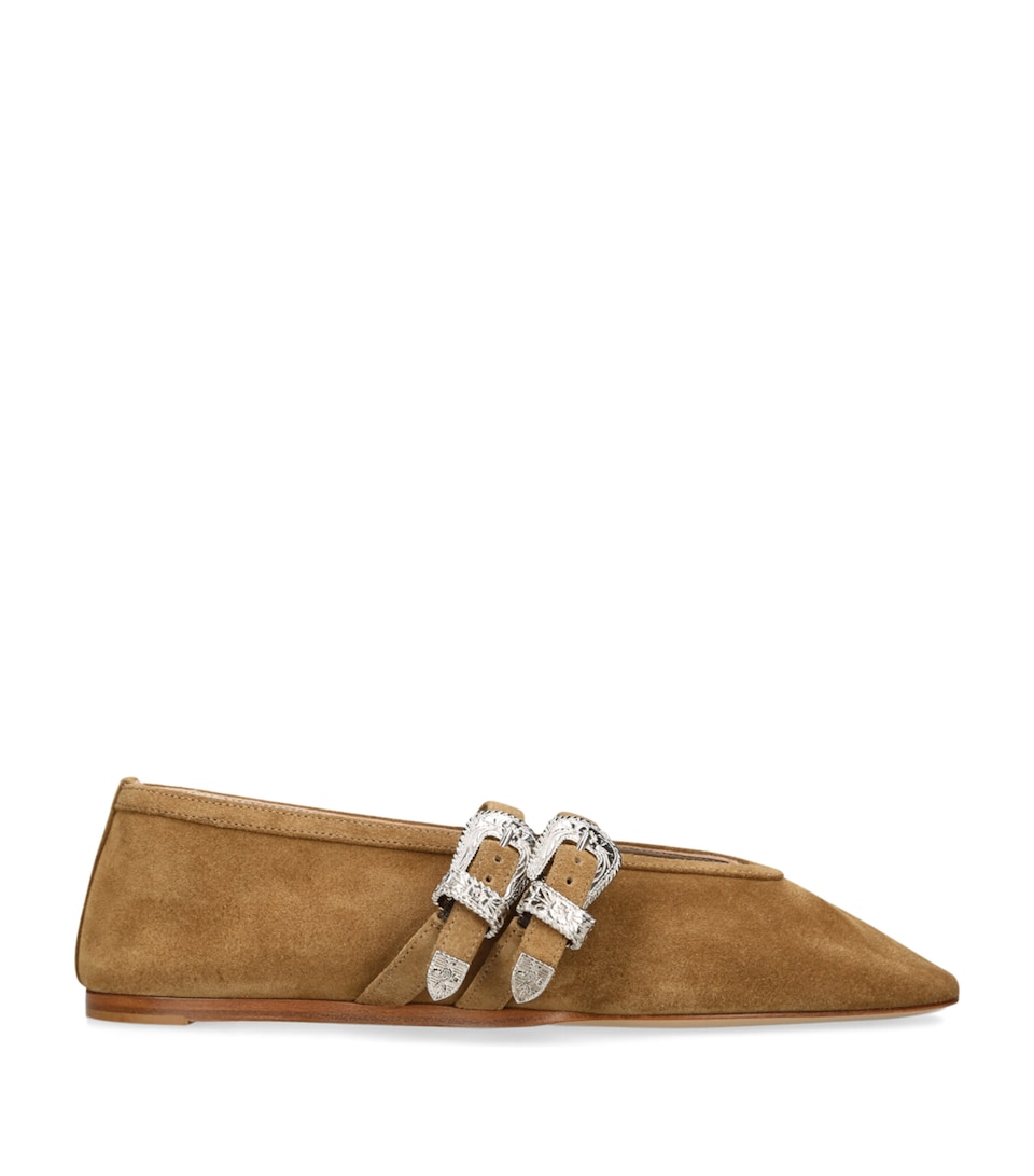 Le Monde Beryl Suede Buckle Claudia Ballet Flats Taupe