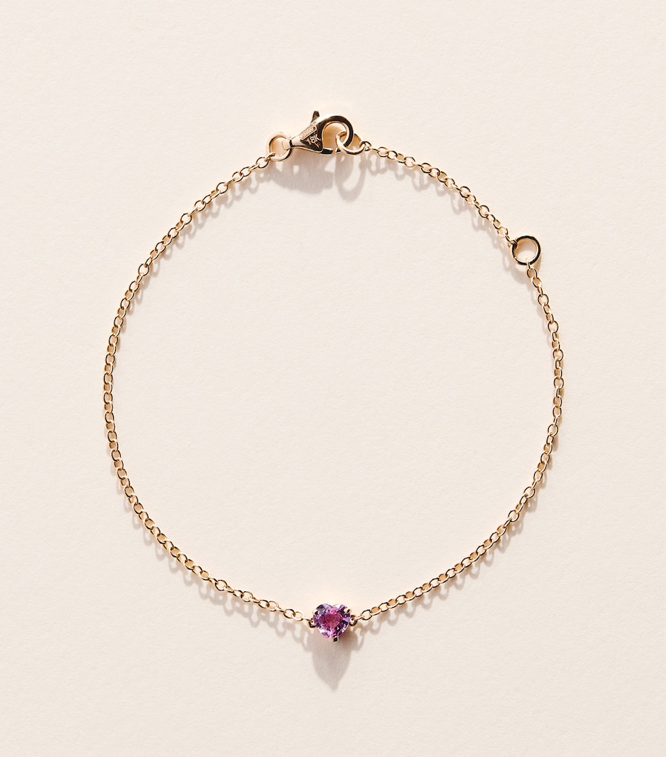 SHAY Rose Gold and Sapphire Baby Heart Bracelet Yellow Gold