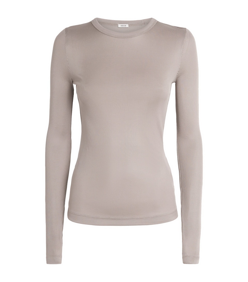 AGOLDE Womens Ribbed Delphi Top Tep Taupe