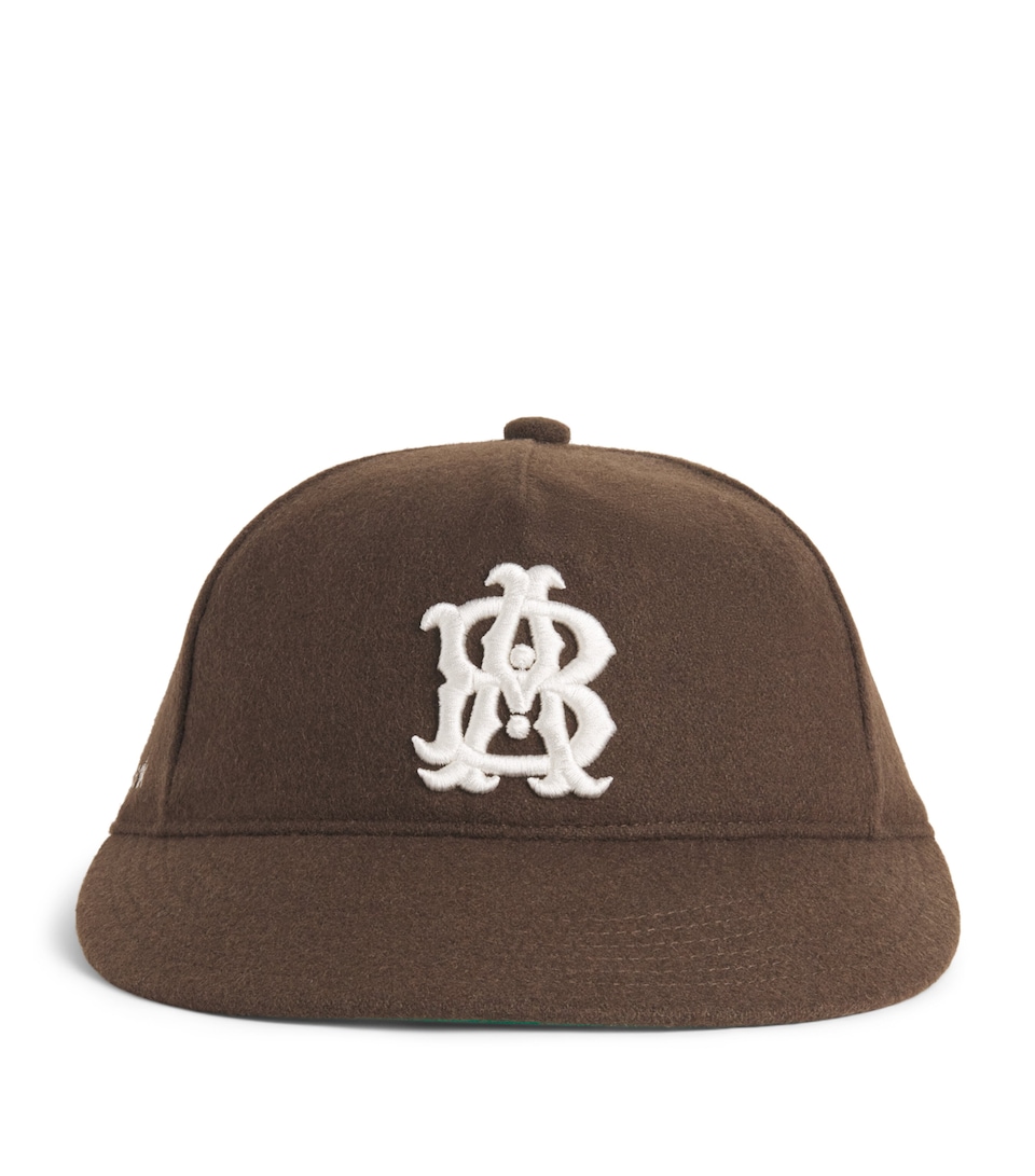 about:blank Wool-Blend Felt Monogram Cap Brown/ecru