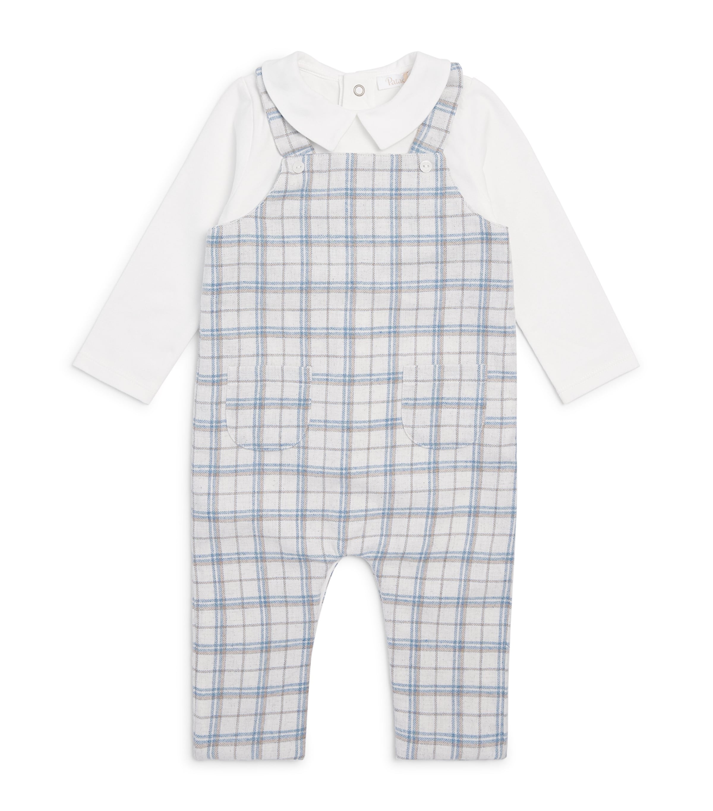 Patachou Check Playsuit (6-24 Months) Bl Beig Chck