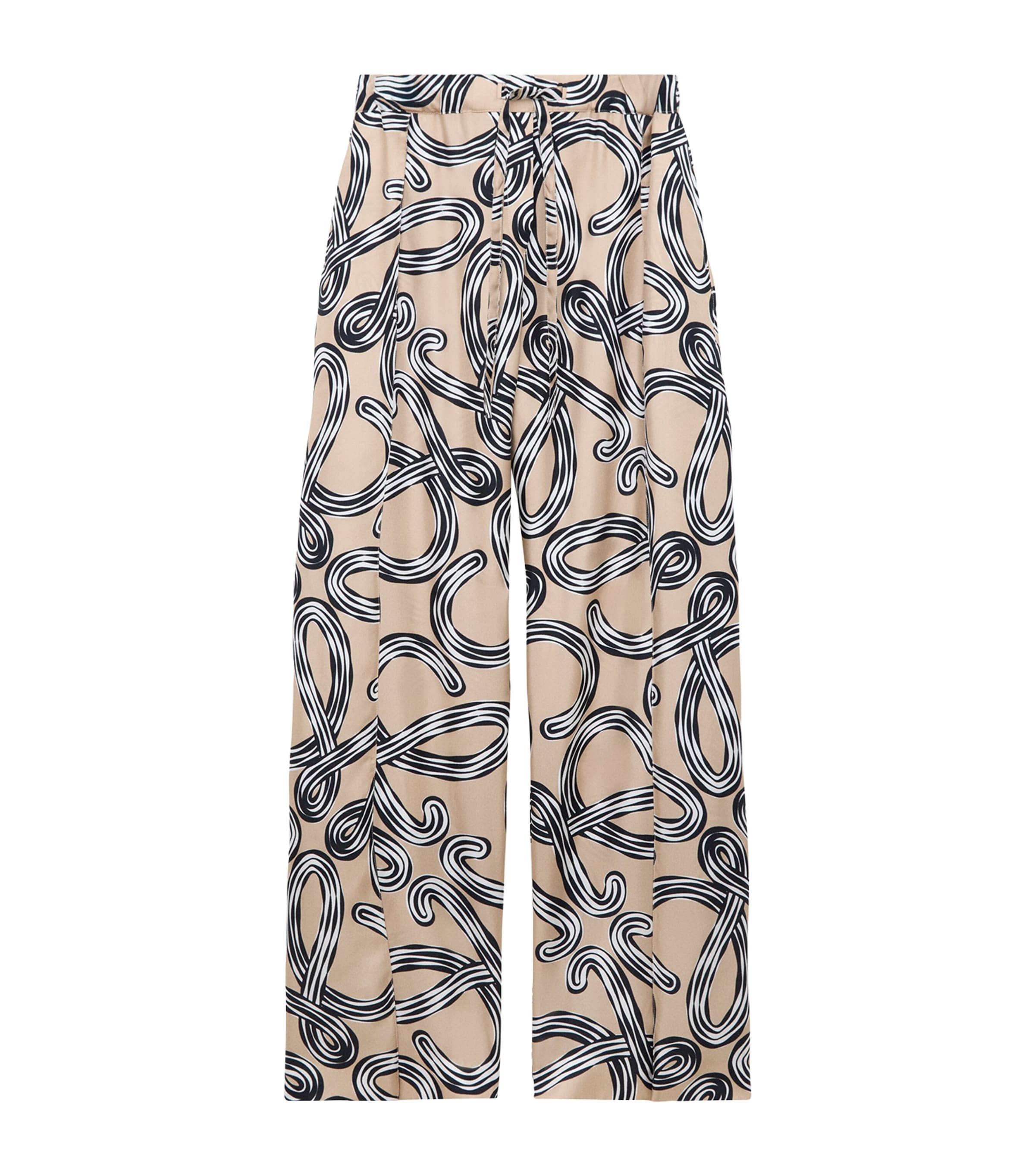 LOEWE Womens x Paula’s Ibiza Silk Drawstring Trousers Beige/black