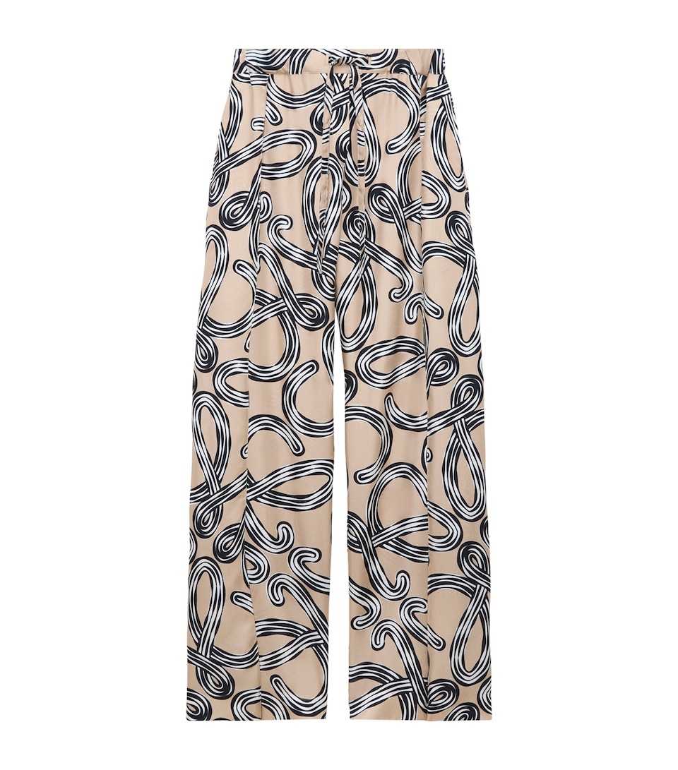 LOEWE Womens x Paula’s Ibiza Silk Drawstring Trousers Beige/black