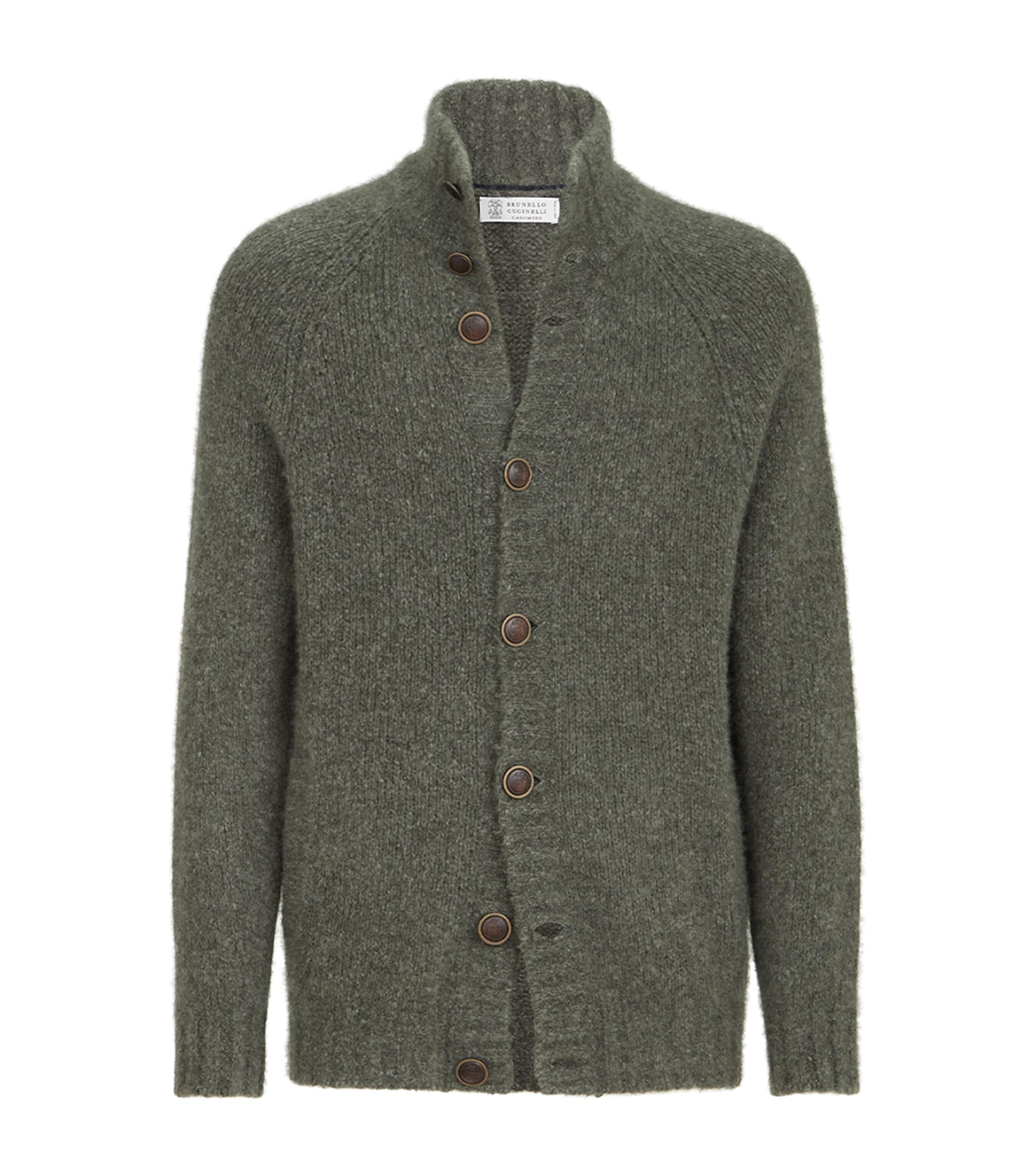 Brunello Cucinelli Mens Cashmere-Silk Cardigan Mimetico