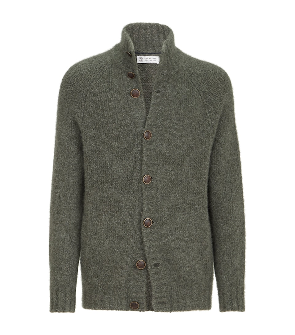 Brunello Cucinelli Mens Cashmere-Silk Cardigan Mimetico