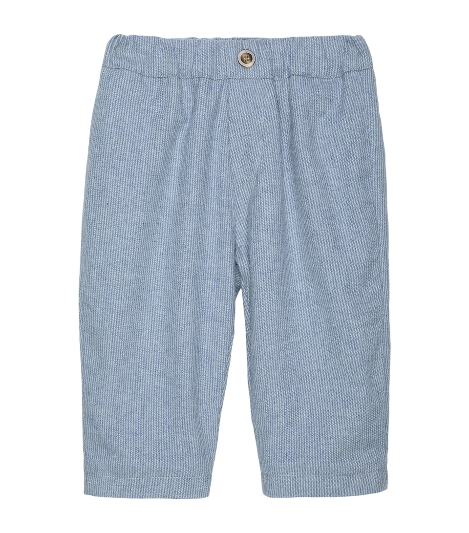 Trotters Cotton Rafferty Trousers (6-24 Months) Pale Blue