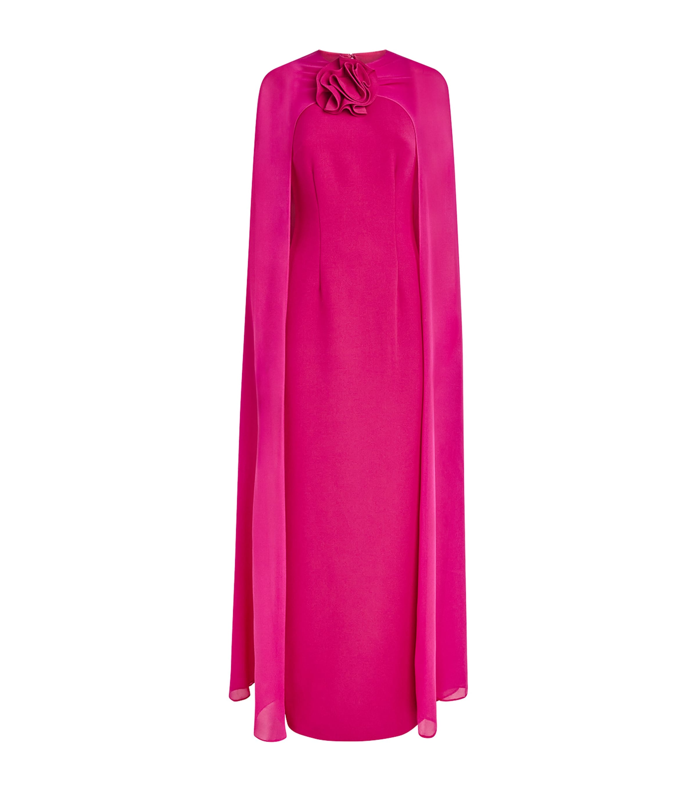 Roland Mouret Womens Rose Appliqué Cape-Detail Gown Pink