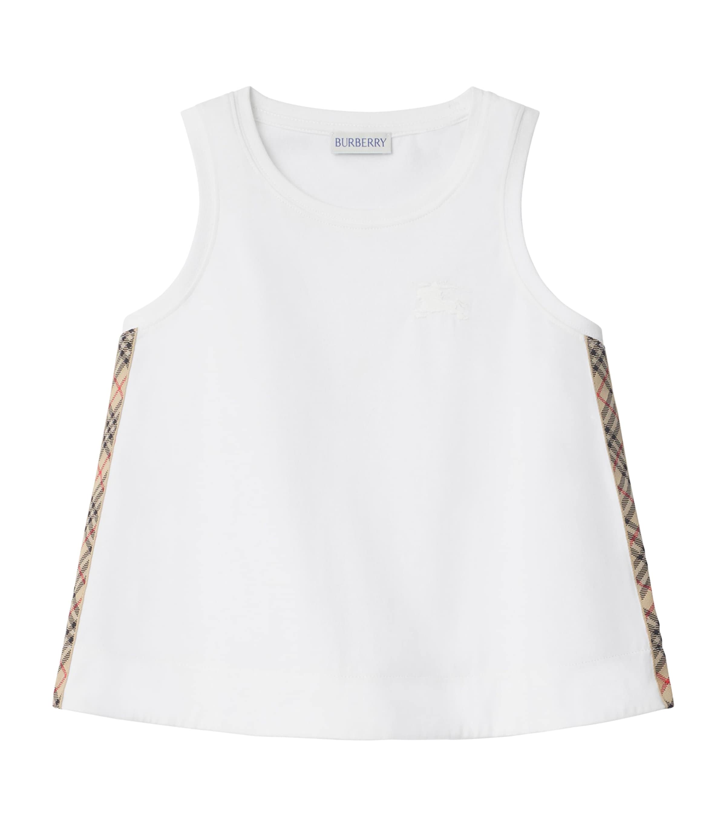 Burberry Kids Cotton Check-Trim Tank Top (3-12 Years) White