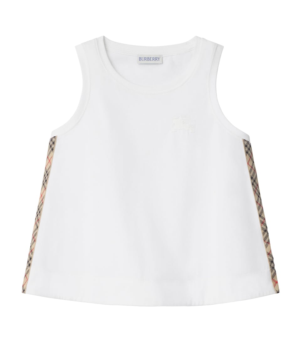 Burberry Kids Cotton Check-Trim Tank Top (3-12 Years) White