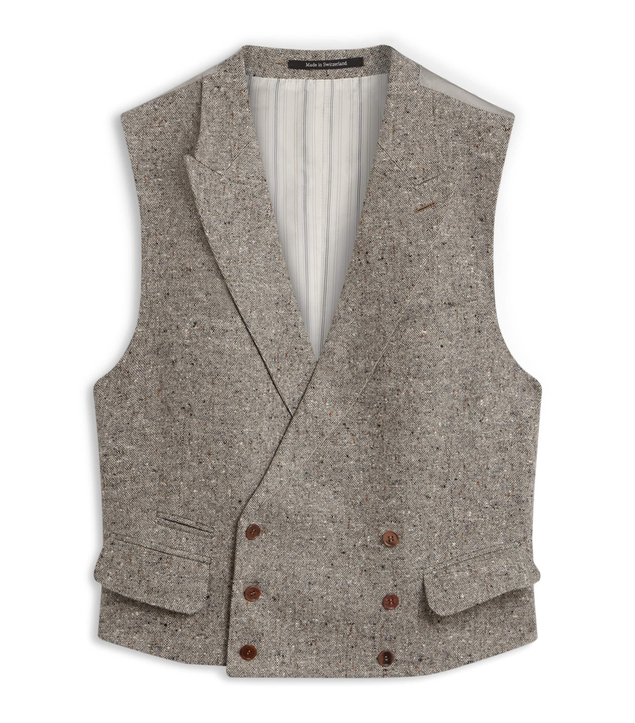 Wool Donegal Tweed Double-Breasted Waistcoat