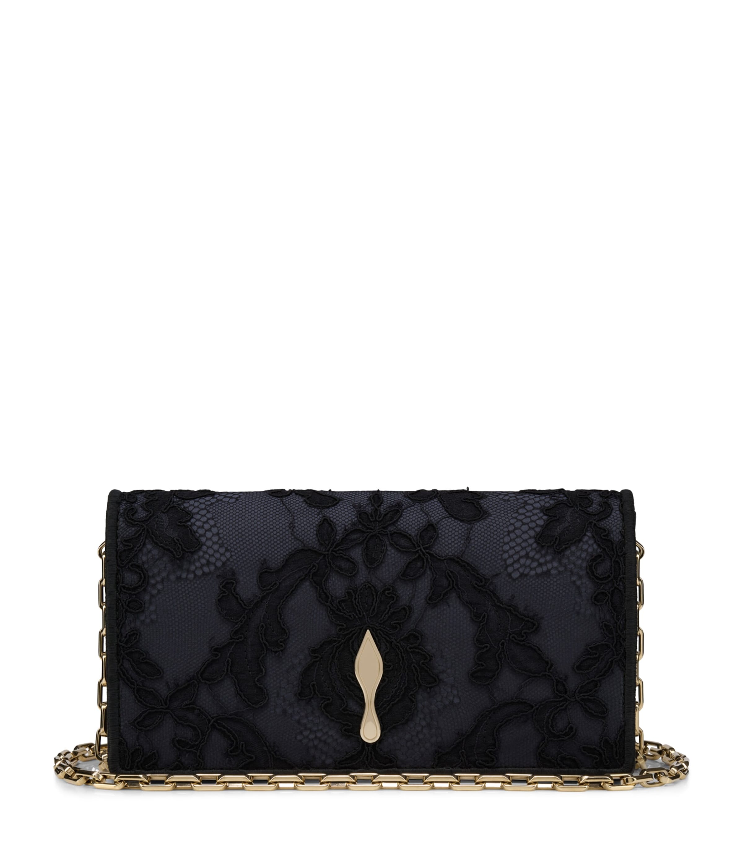 Christian Louboutin Bettina Crepe Satin Lace Clutch Bag