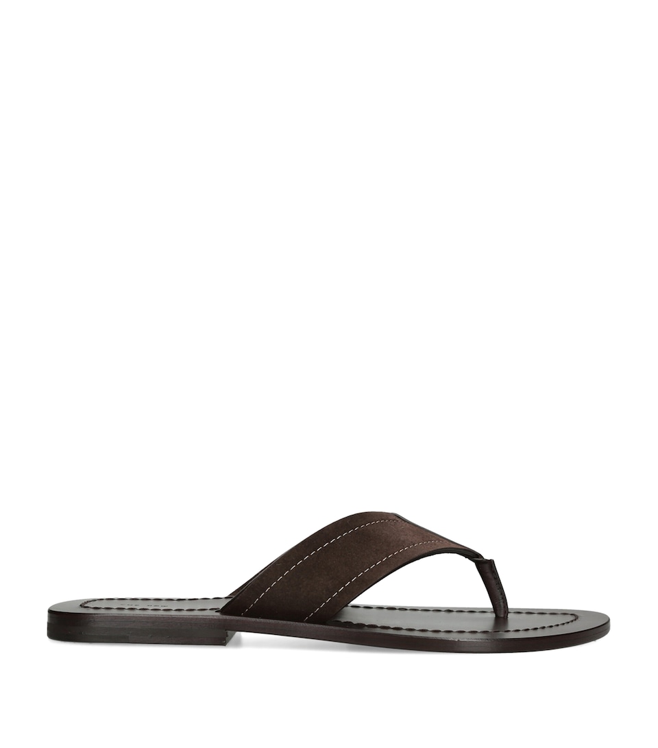 The Row Dan Leather Flip Flops Dark Brown