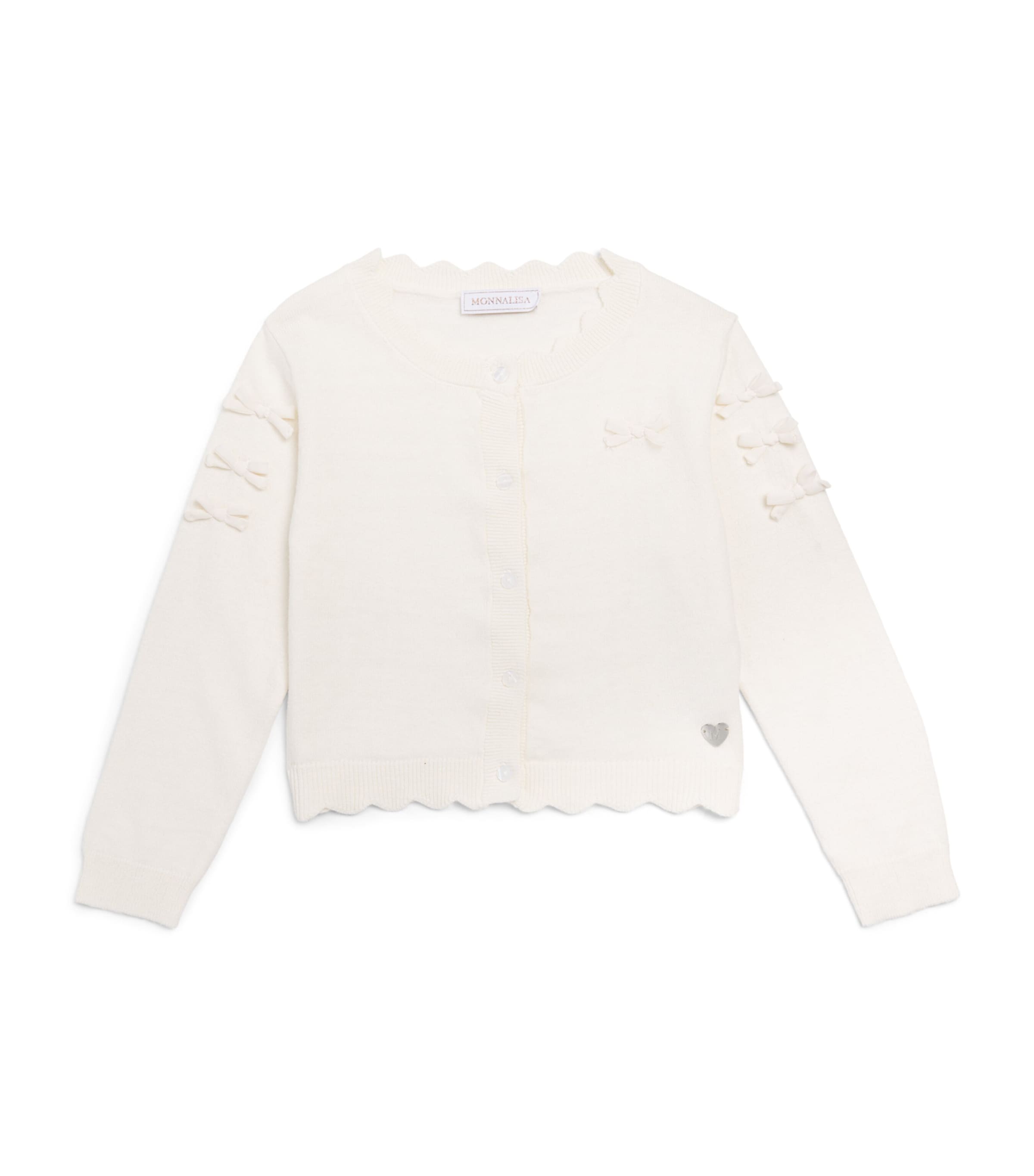 Monnalisa Cotton-Wool Bow Cardigan (6 Months-6 Years) Panna