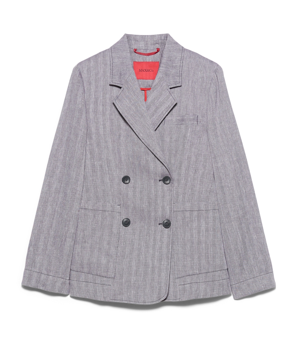 MAX&Co. Womens Linen-Blend Herringbone Peacoat Aubergine