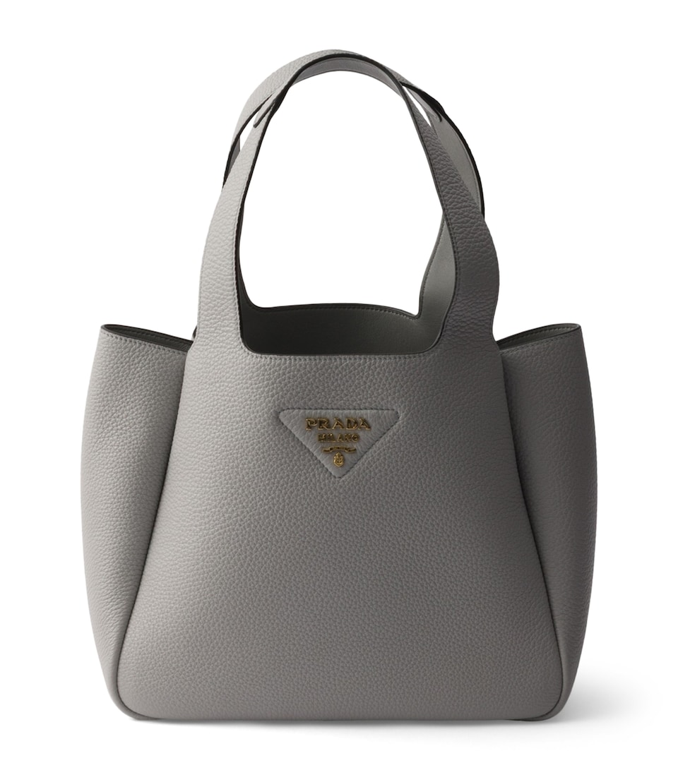Prada Small Leather Tote Bag Grey