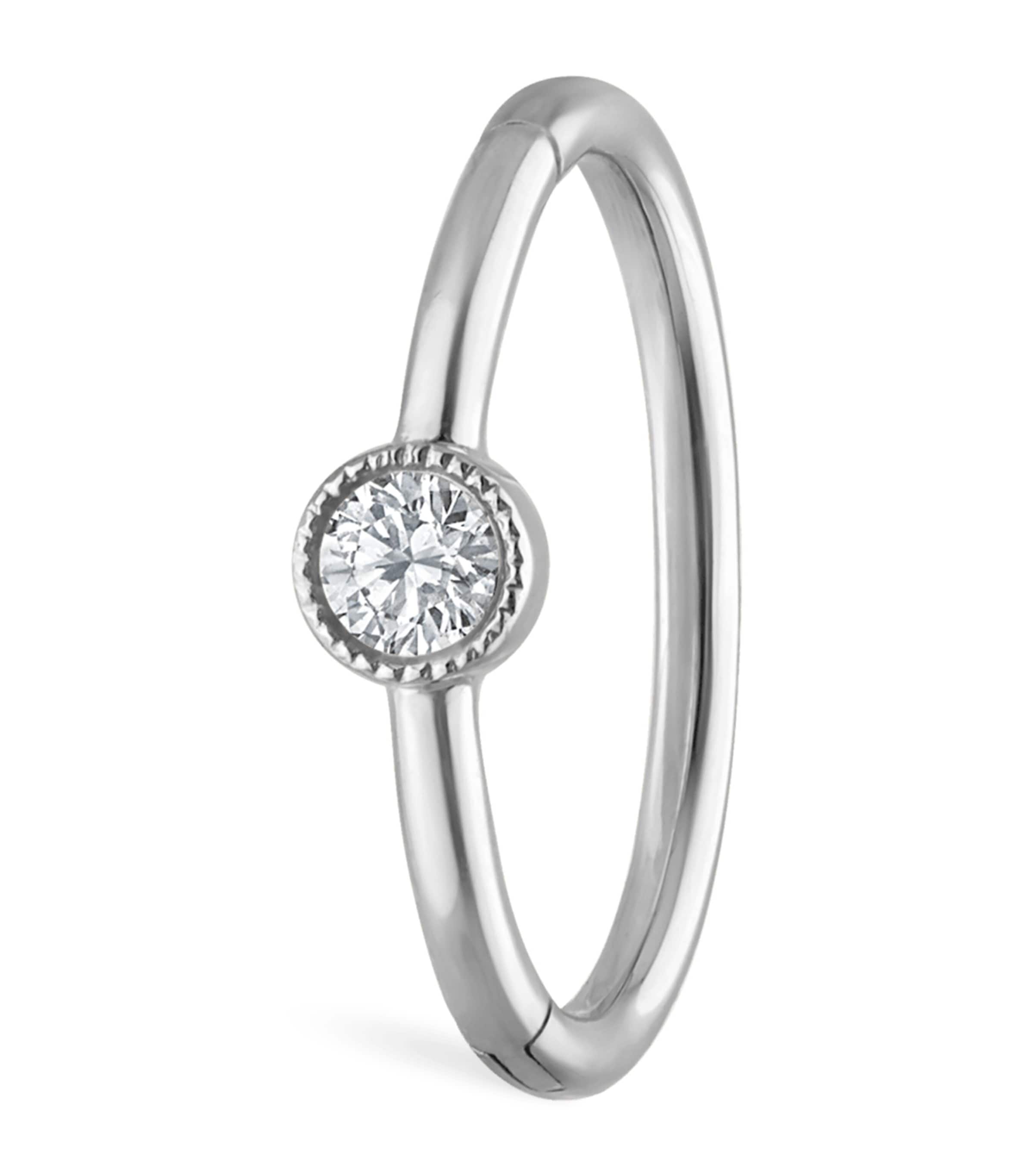 Maria Tash Scalloped Diamond Clicker Single Hoop Earring (9.5mm) White Gold