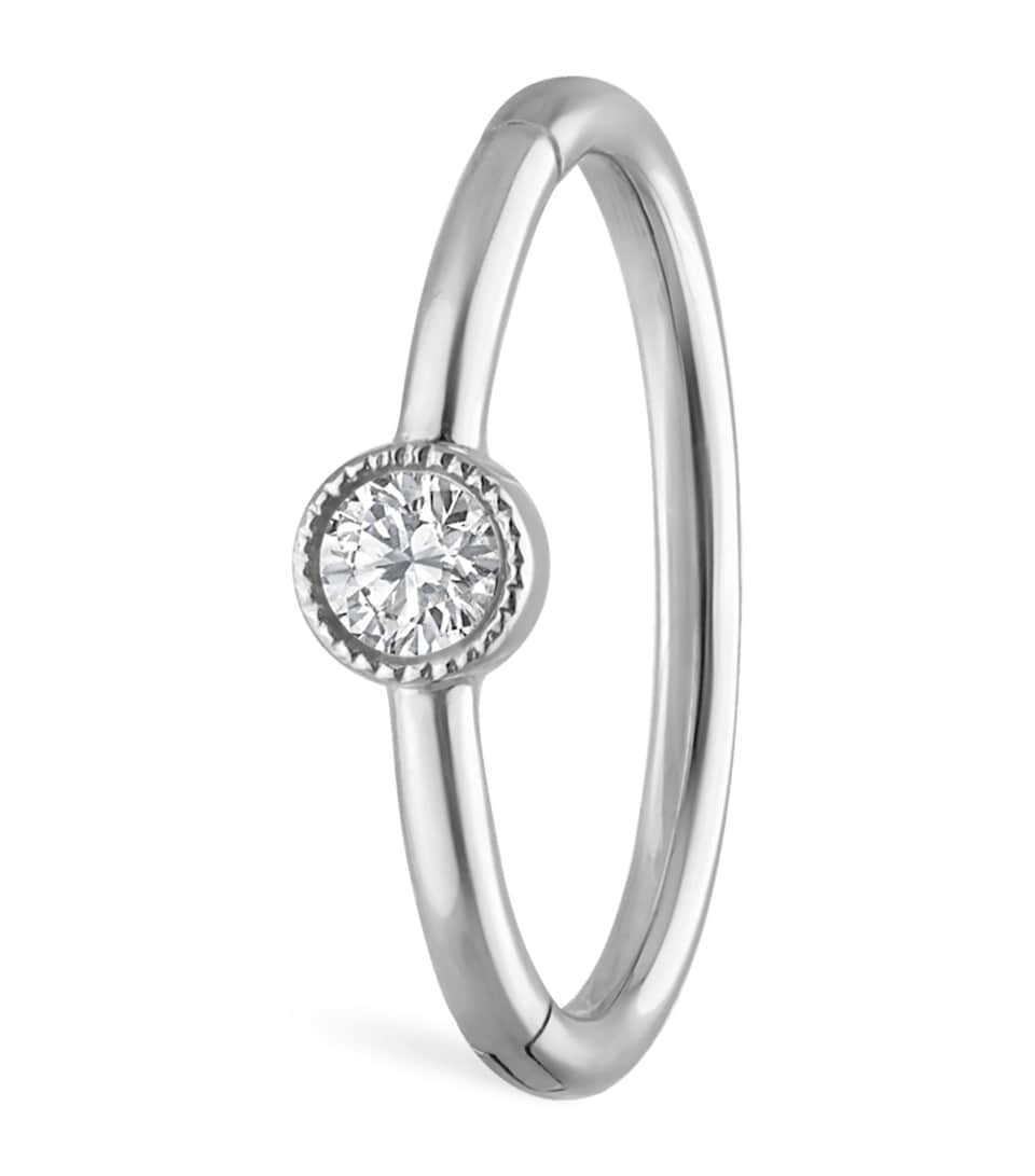 Maria Tash Scalloped Diamond Clicker Single Hoop Earring (9.5mm) White Gold