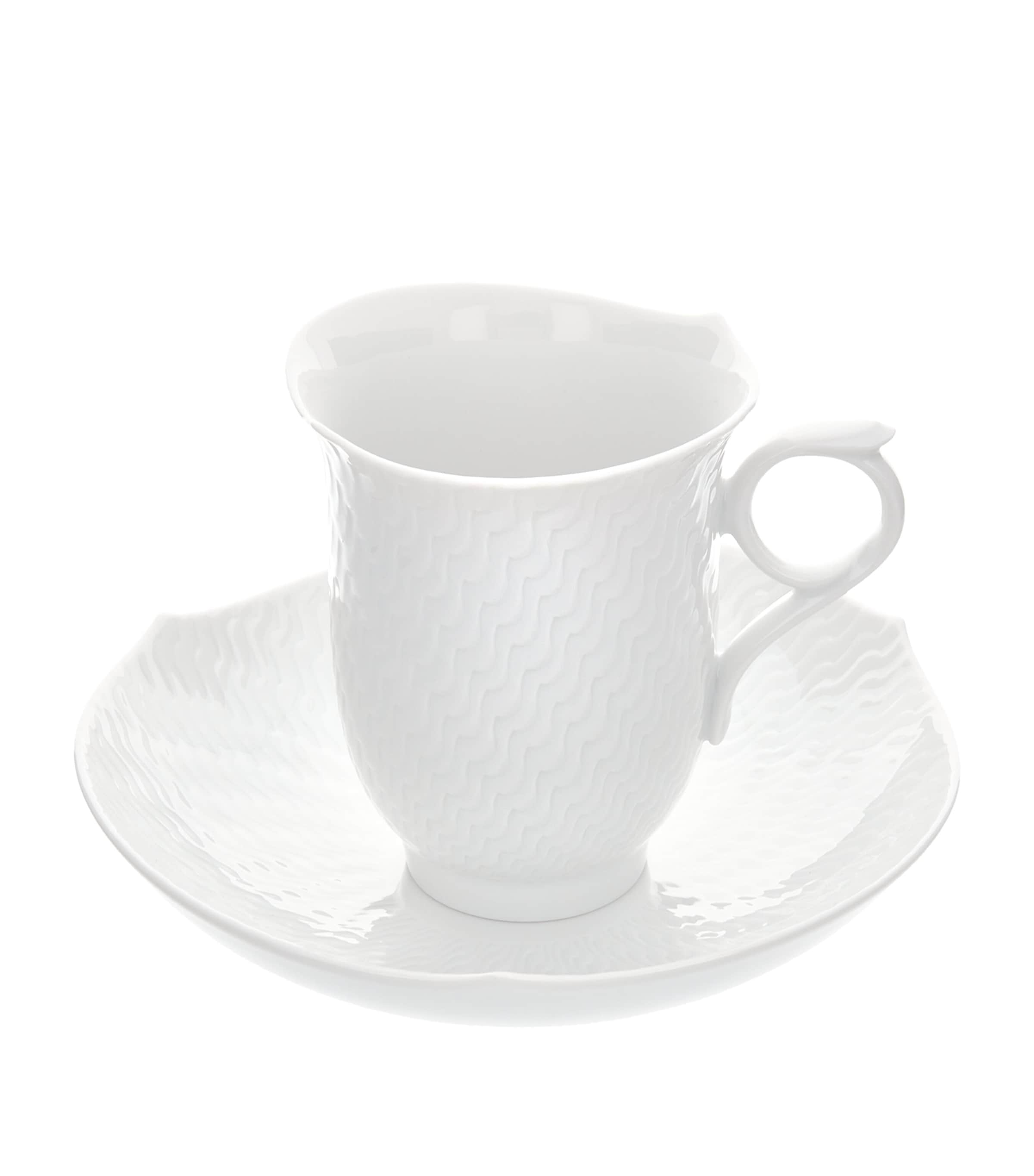 Wave Relief Coffee Cup and Saucer