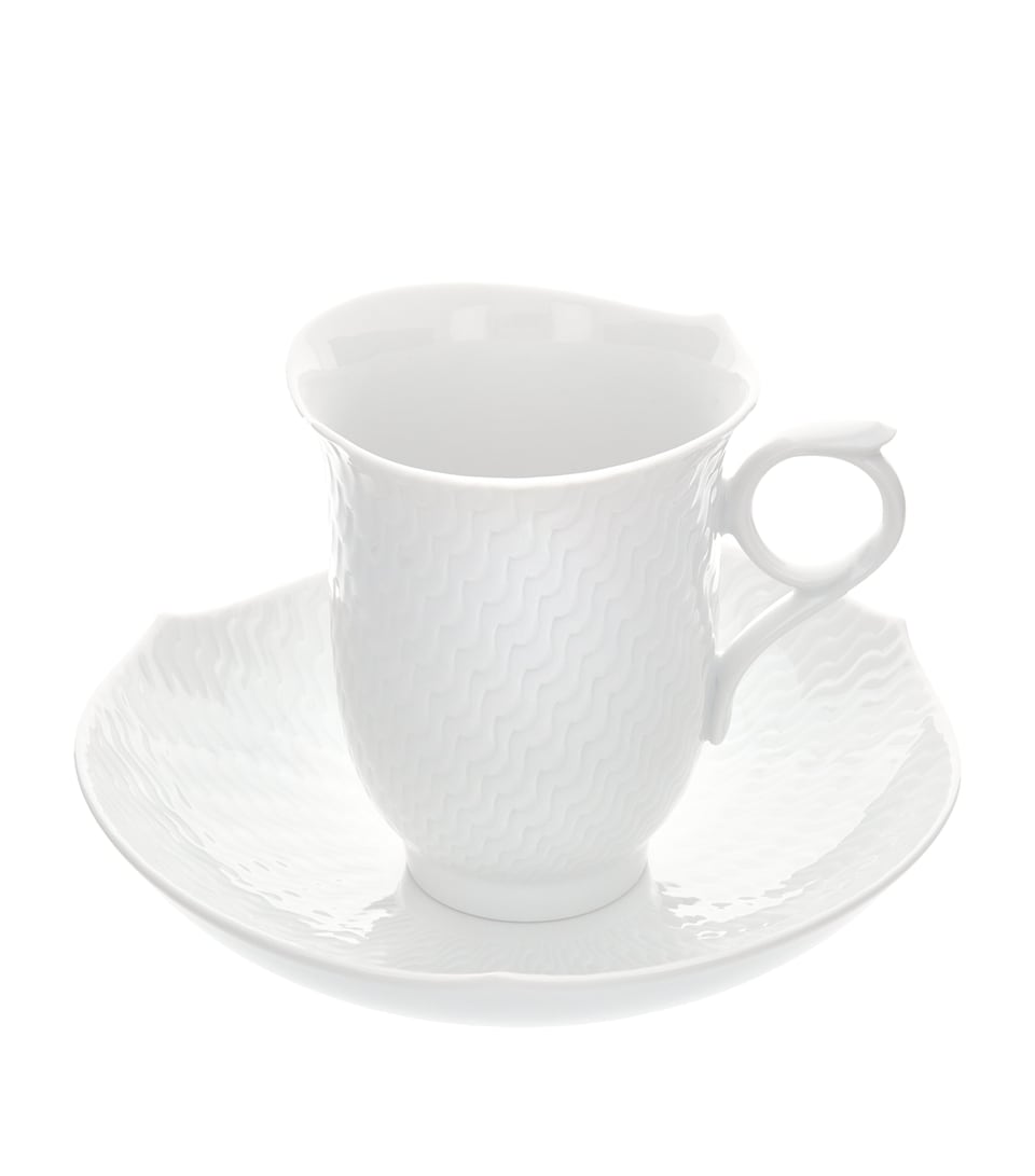 Wave Relief Coffee Cup and Saucer
