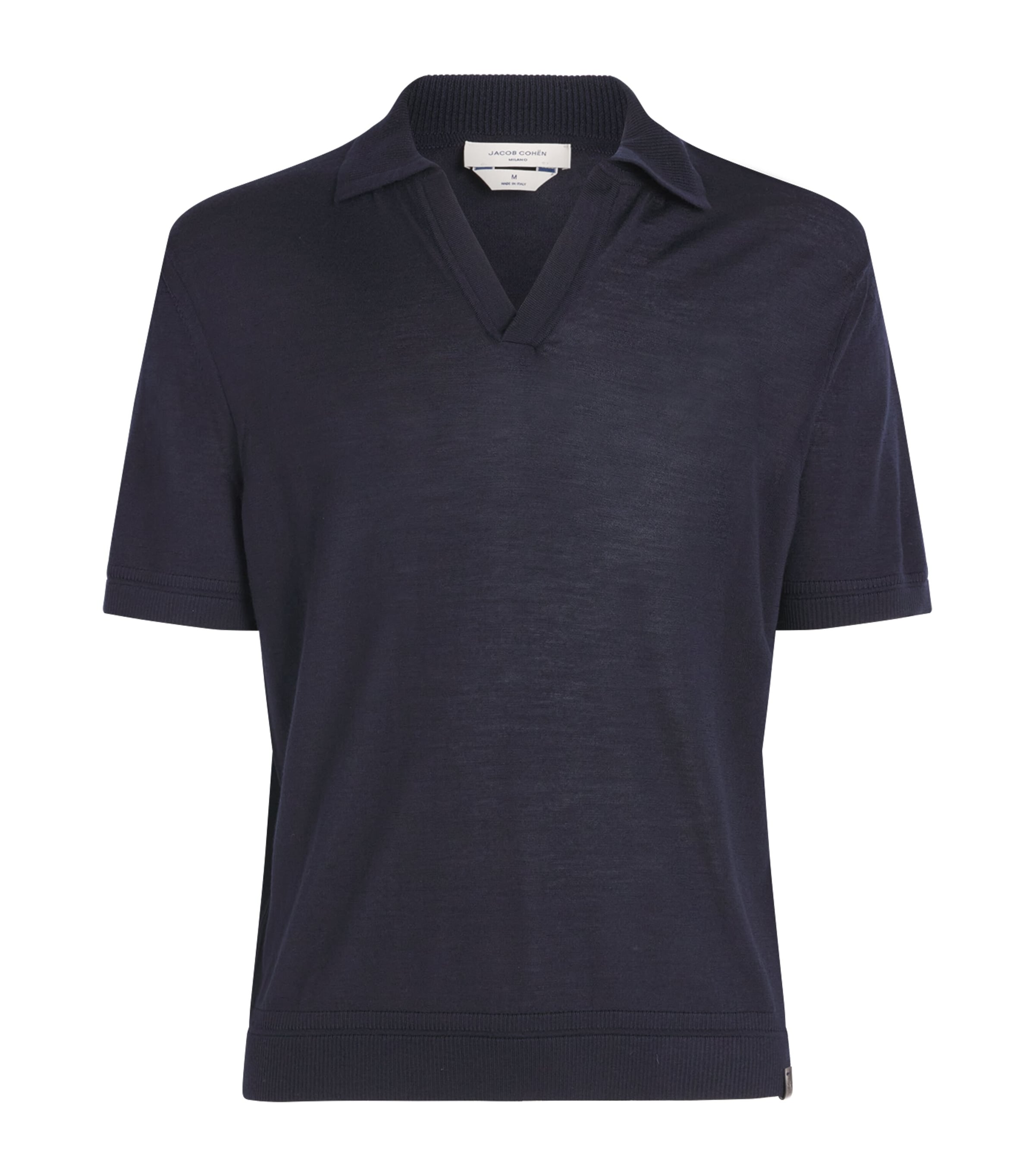 Jacob Cohën Mens Wool-Silk Polo Shirt Navy