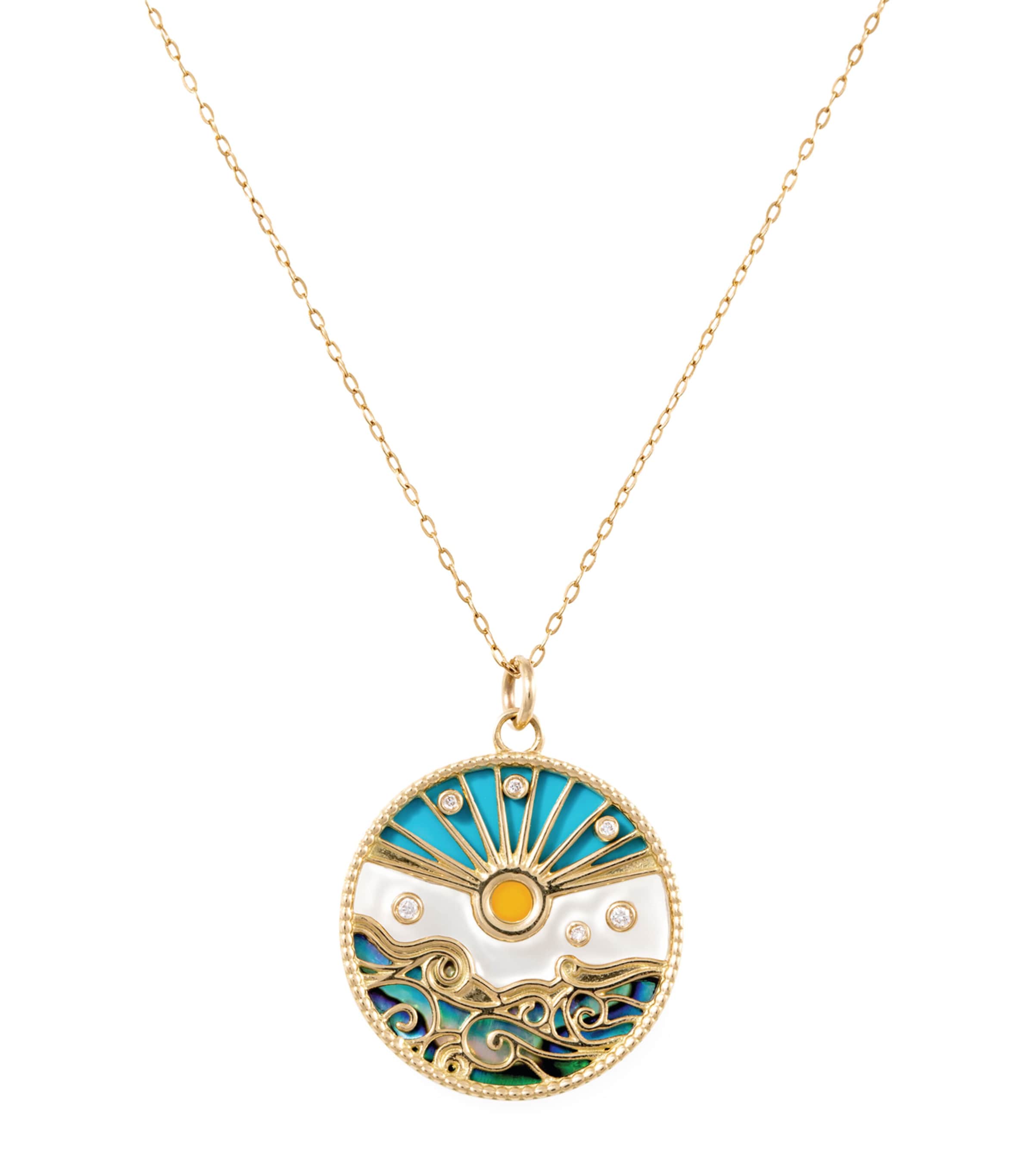 Yellow Gold and Diamond Love Summer Pendant Necklace