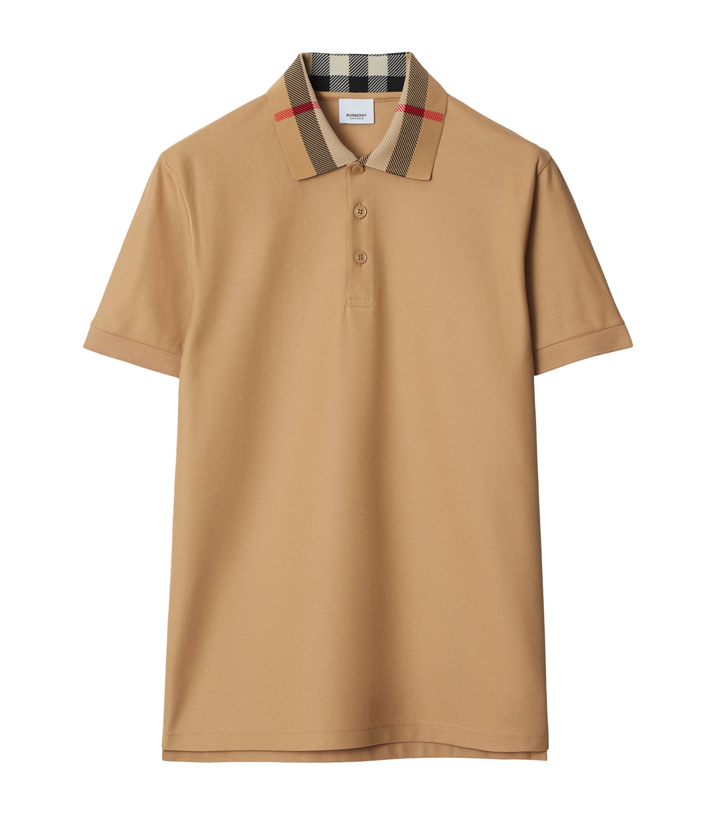 Cotton Check-Collar Polo Shirt