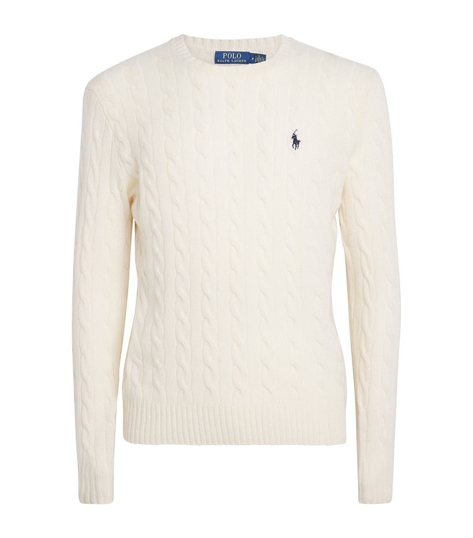 Polo Ralph Lauren Mens Wool-Cashmere Cable-Knit Sweater Andover Cream