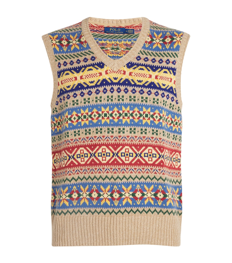 Cotton-Linen Fair Isle Sweater Vest