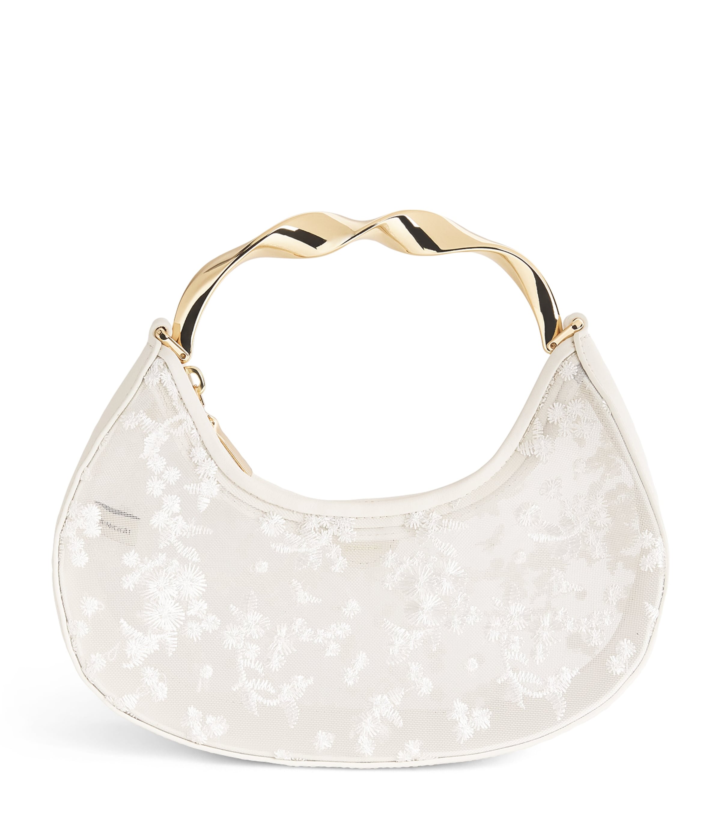Simkhai Mesh Embroidered Nixi Clutch Bag Ivory