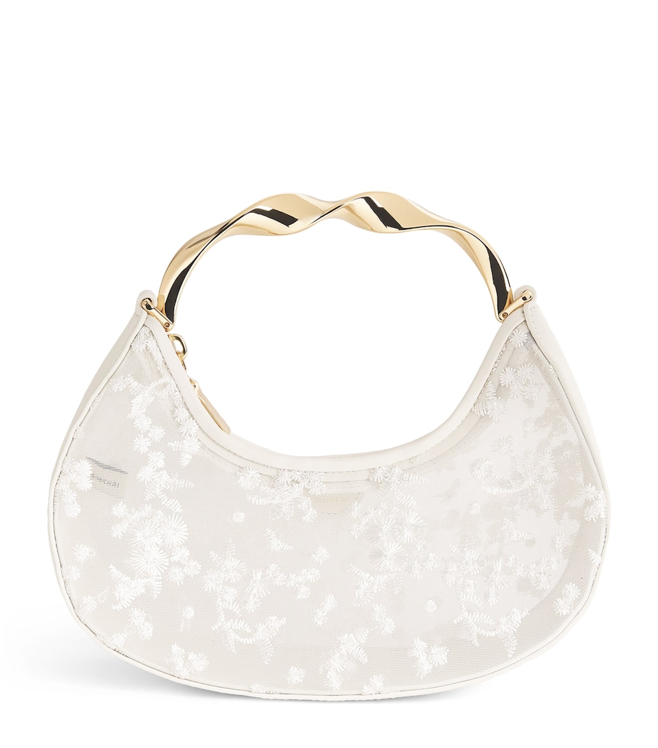 Simkhai Mesh Embroidered Nixi Clutch Bag Ivory