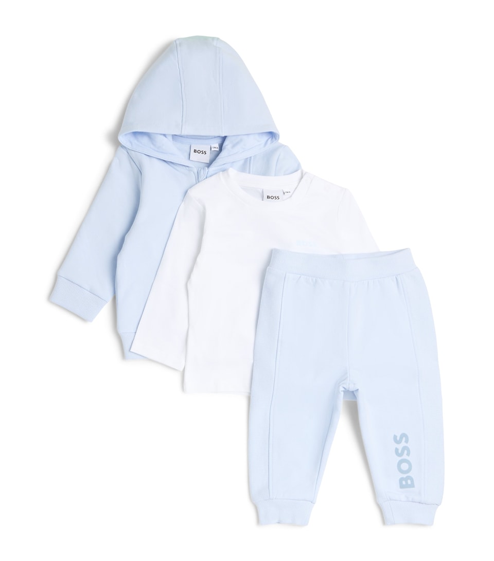 BOSS Kidswear T-Shirt, Hoodie and Sweatpants Set (1-18 Months) Pale Blue